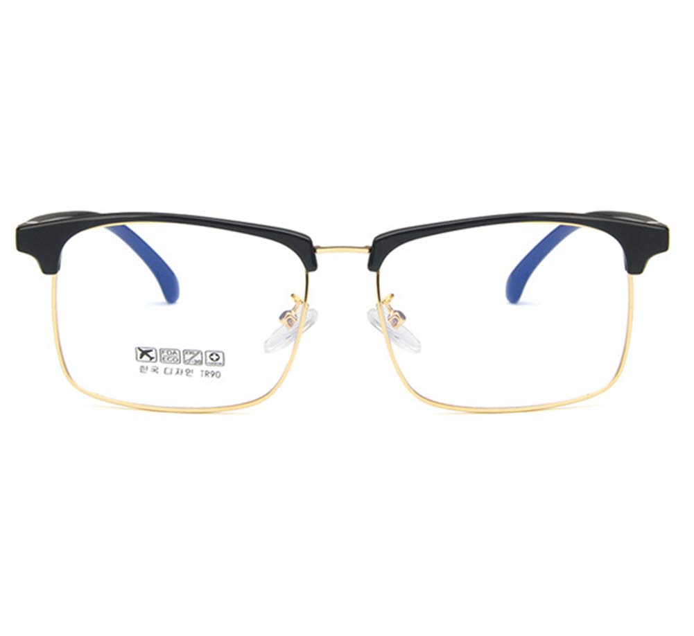 Unisex Black Gold Rectangle Glasses Frame for Fashion & Prescription Use