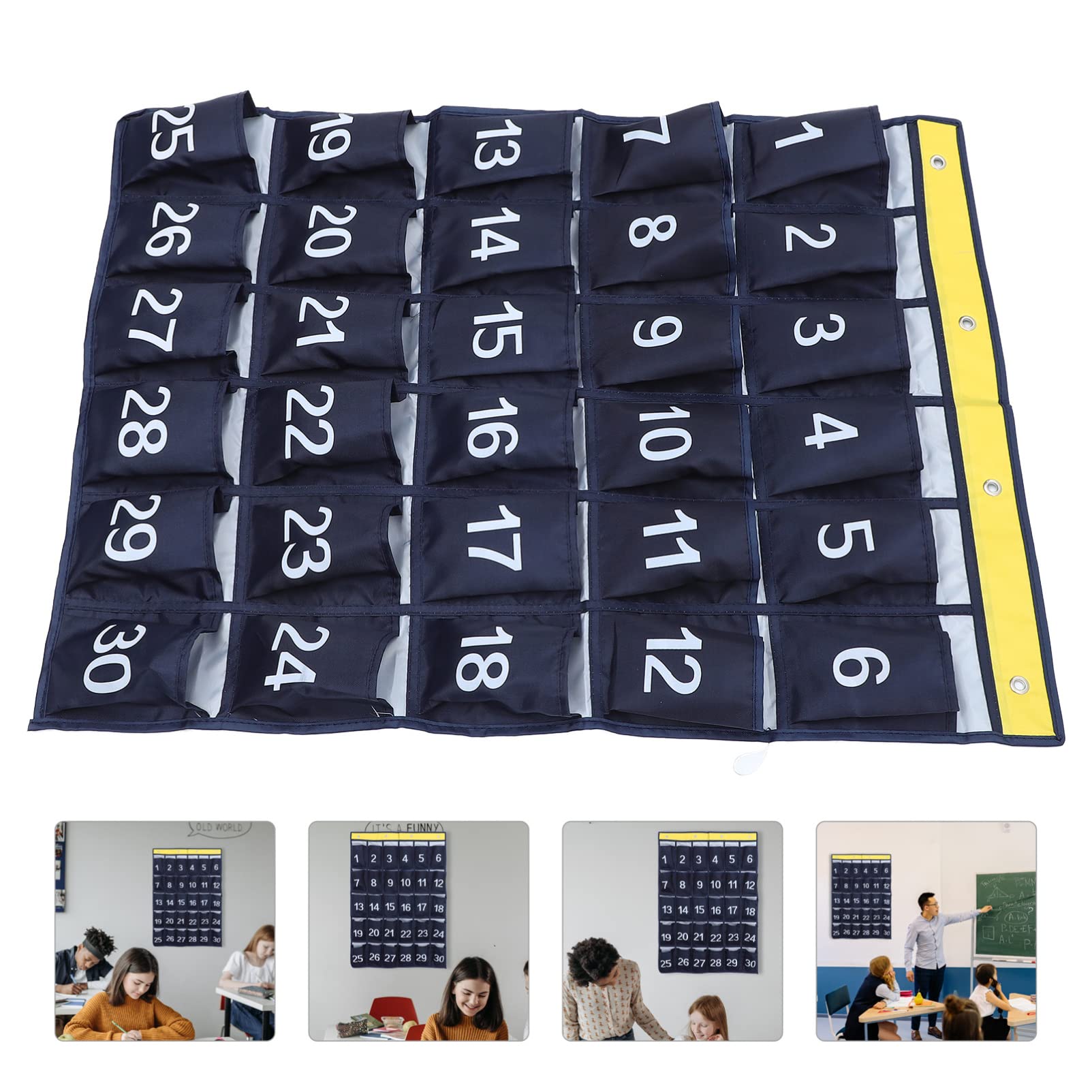 Operitacx Black Iron Alloy Hanging Mobile Phone Storage Bag - Numbered Pocket Chart for Teachers, Calculator Holder & Headset Stand - Perfect for Classroom Organization, Home Door Storage, and Earphone Management (100 Pockets)