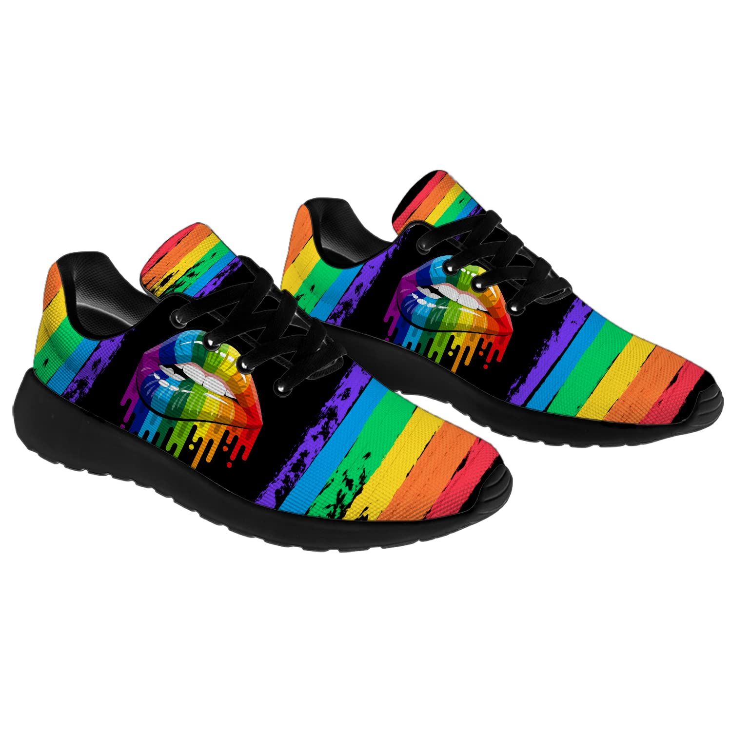 **Men's & Women's LGBT Pride Running Shoes - Rainbow Sneakers for Walking, Tennis & Casual Wear - Lesbian & Gay Pride Gifts - Size 9 Men/10.5 Women (Black) - Perfect for Pride Parades, Workouts & Everyday Fashion**