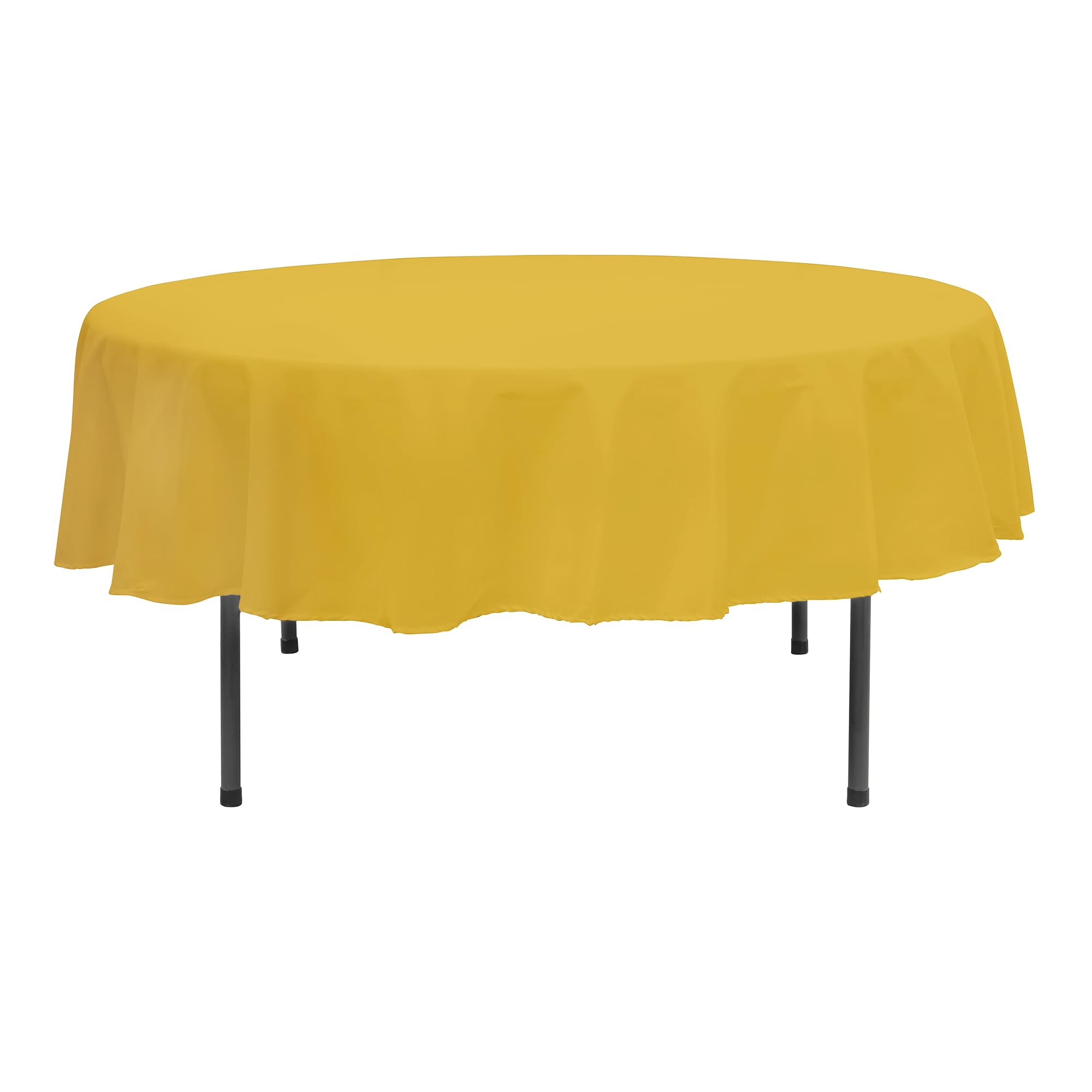 Simply Elegant 90 Inch Round Premium Polyester Tablecloth - Washable Table Cover for Birthday Parties, Wedding Receptions & Home Decor with Finished Hems | Perfect for Dining Room, Outdoor Events & Special Occasions (Yellow)