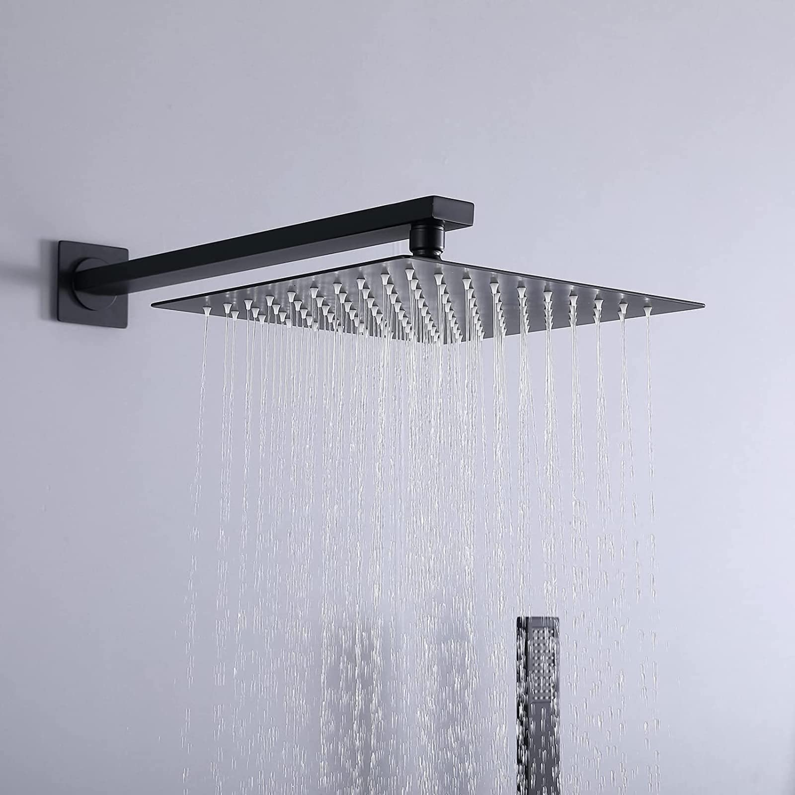 Black LED Digital Display Rain Shower System - 10 Inch Rainfall Shower Head with Handheld Shower & Rotatable Tub Spout - Wall Mount Brass Shower Faucet Set for Modern Bathroom & Spa Experience