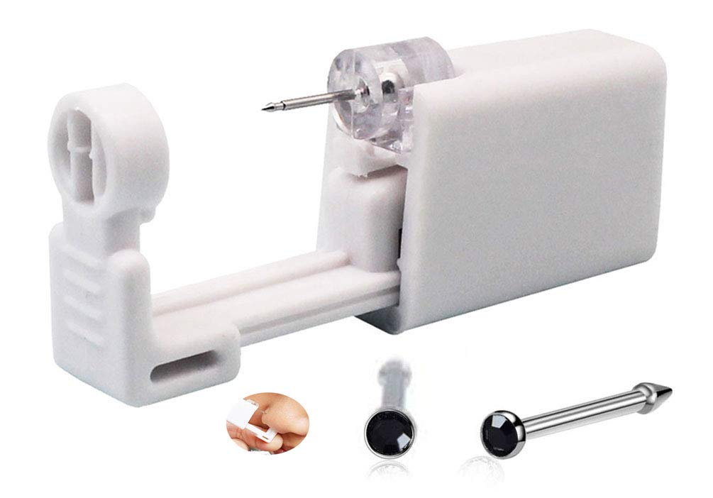 Professional Nose Piercing Kit with Gun Tool - Safe & Easy Nose Piercing Set for Home or Salon Use (Black) - Perfect for DIY Piercing, Gifts & Professional Styling