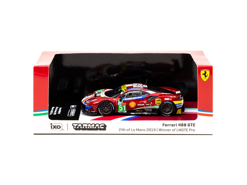 Tarmac Works 1:64 Scale Ferrari 488 GTE Diecast Model Car - 2019 24 Hours of Le Mans Winner (LMGTE Pro Class, Calado/Pier Guidi/Serra) - Collectible Racing Car for Display, Gifts & Racing Enthusiasts