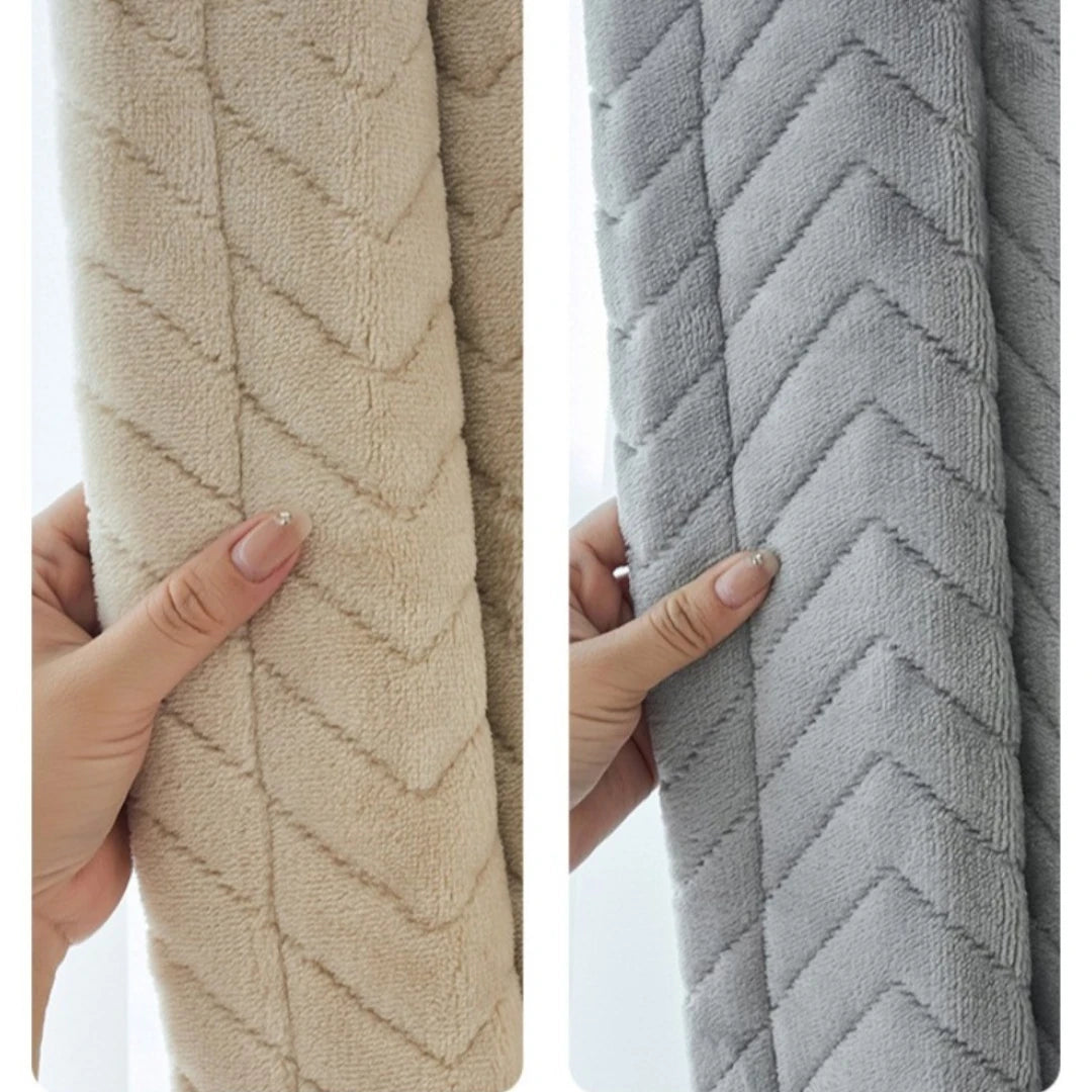 Judith Chevron Velvet Thermal Insulated Soundproof Blackout Curtains for Bedroom & Living Room - Energy Efficient Noise Reducing Window Treatment for Home Decor