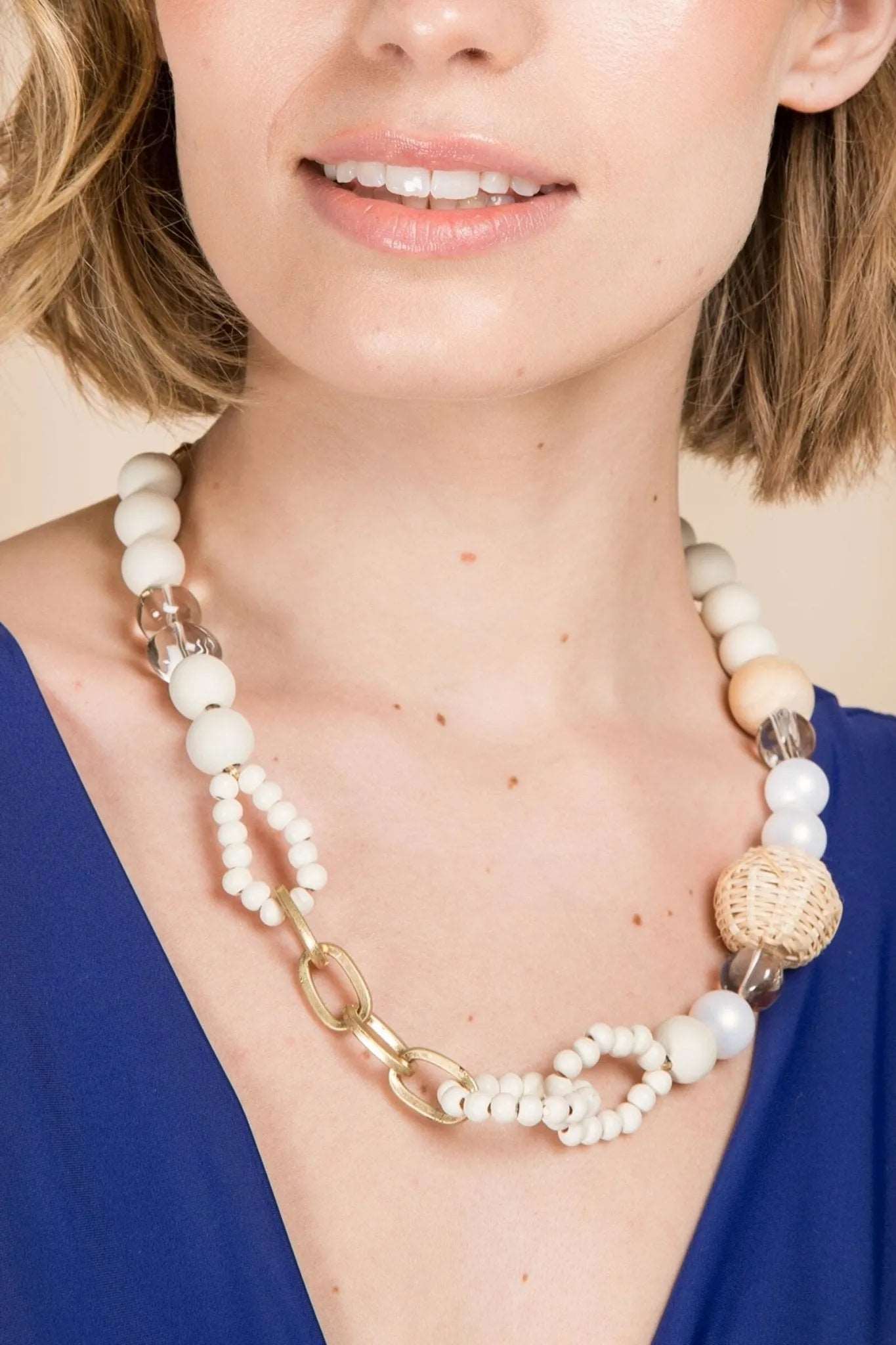Handmade Wooden Beaded Necklace for Women - Boho Beach Jewelry - Perfect for Summer Vacations, Festivals, and Layering