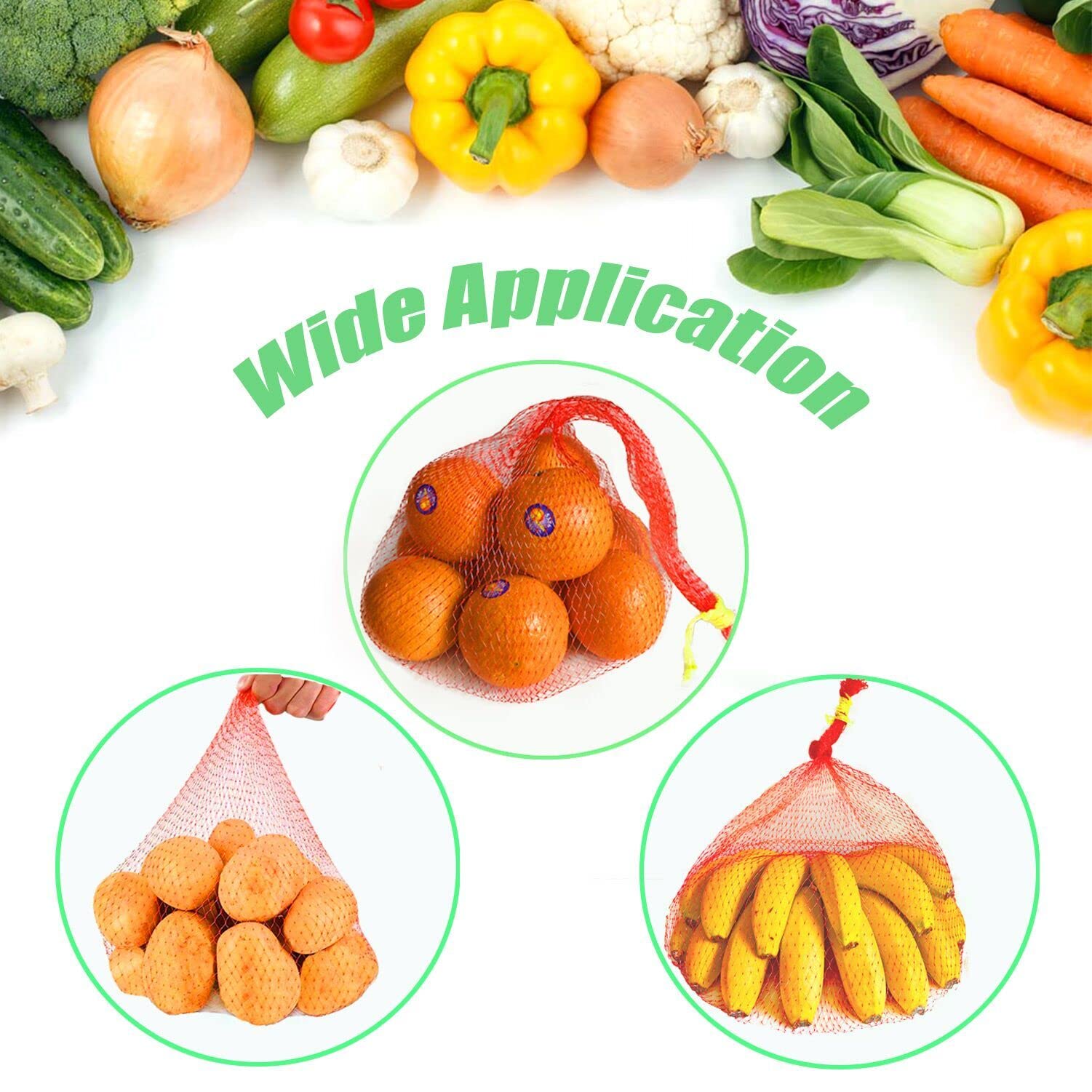100 Pack Heavy Duty Melon Nets - 23.6 Inch Hanging Watermelon Support Bags with Drawstring for Watermelon, Honeydew, Cantaloupe & Cucumbers | Durable Fruit Protection for Garden, Farm & Backyard Harvesting
