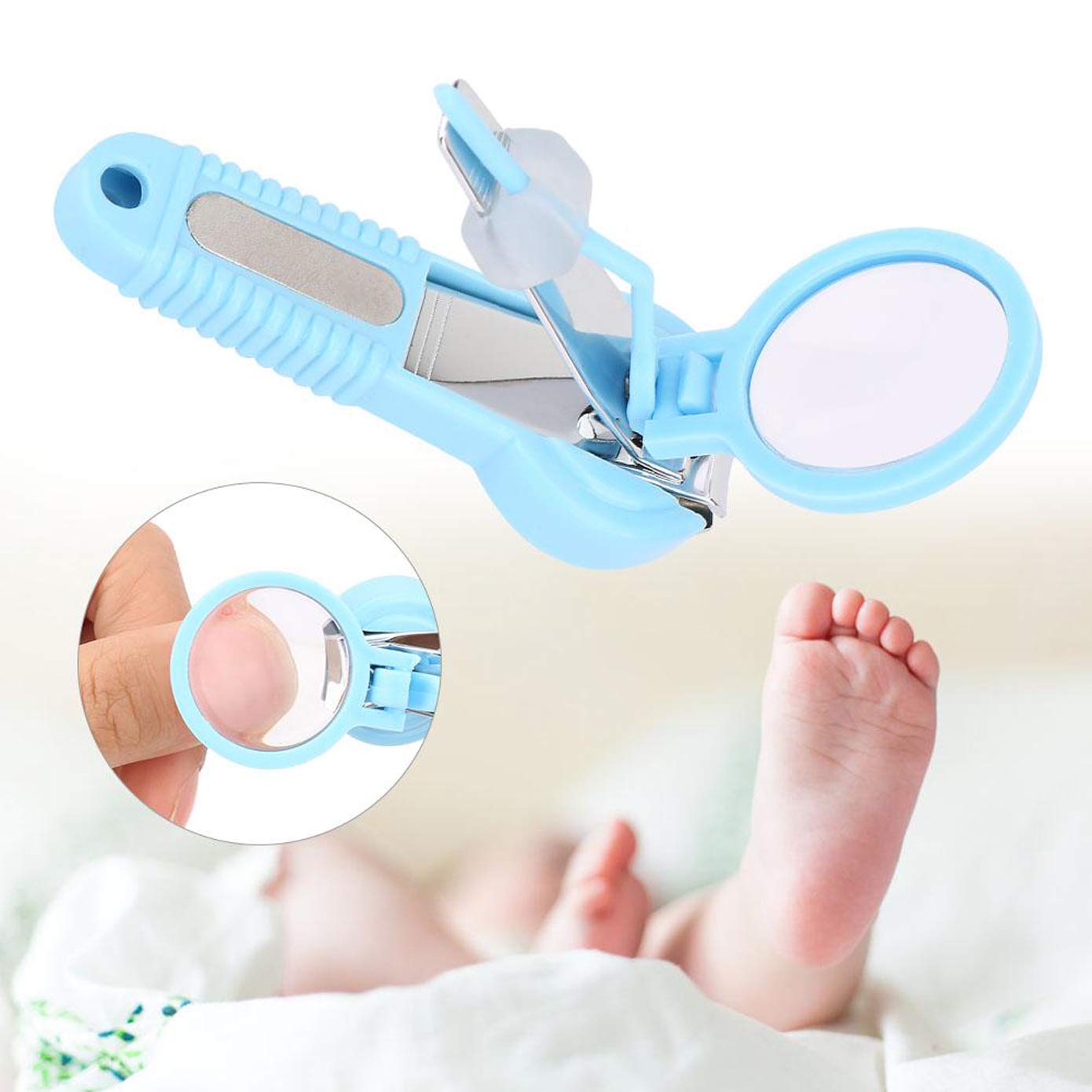 MEZON Stainless Steel Nail Clipper with Magnifying Glass - Professional Manicure Pedicure Tools for Kids & Seniors - Easy Grip Nail Cutter for Elderly Care & Children's Safety - Perfect for Home, Travel, and Salon Use