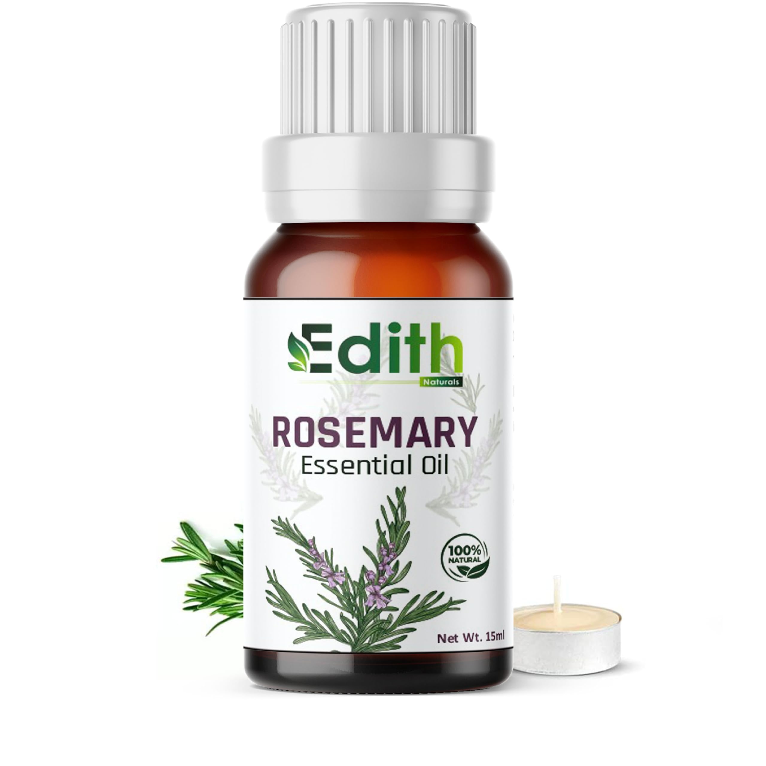 100% Pure & Natural Rosemary Essential Oil for Hair Growth, Skin Care & Aromatherapy - 15ml, Fragrance-Free, Undiluted - Perfect for DIY Beauty, Massage & Relaxation
