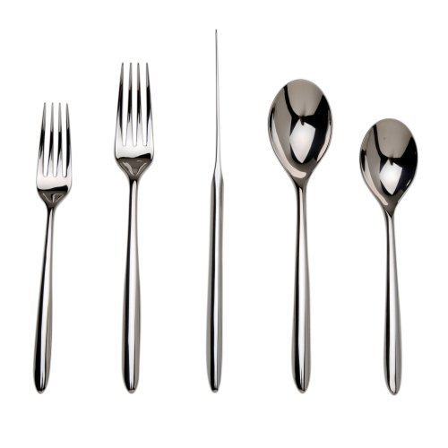 Nambe Dune 5-Piece Stainless Steel Place Setting Set - Elegant Modern Flatware for Fine Dining, Wedding Registry & Upscale Dinner Parties