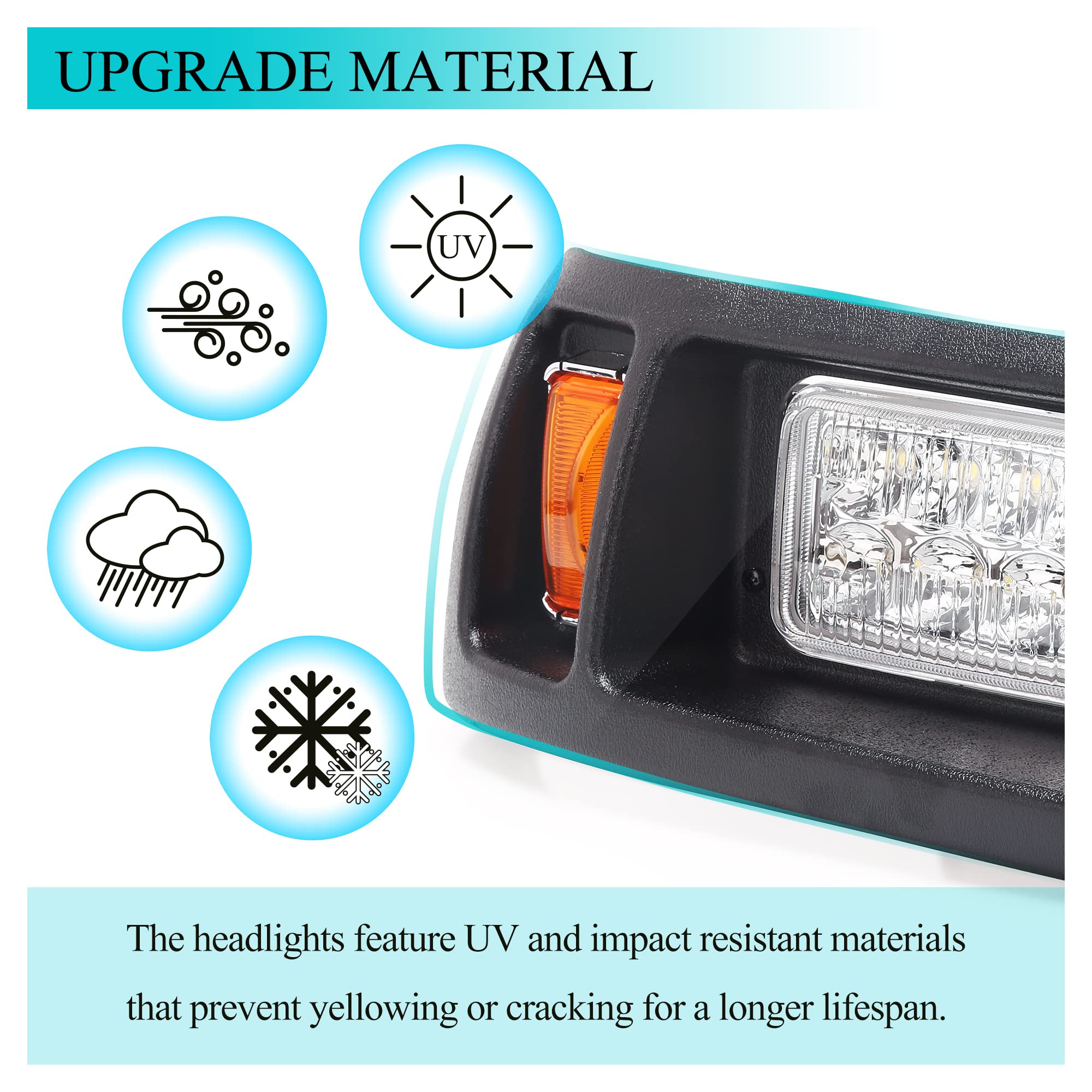 **Universal 12V Golf Cart Headlight & Tail Light Kit for Club Car DS - Upgraded LED Headlights, Amber Turn Signals, Brake Lights - Compatible with Gas & Electric Models - Perfect for Night Driving & Safety**