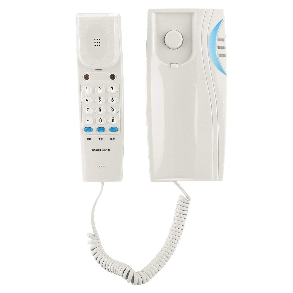 Bewinner Corded Landline Phone - Mini Wall & Desktop Home Phone with Pause, Mute, Indicator Light - Simple Elegant White Design for Home, Office, Dormitory Use