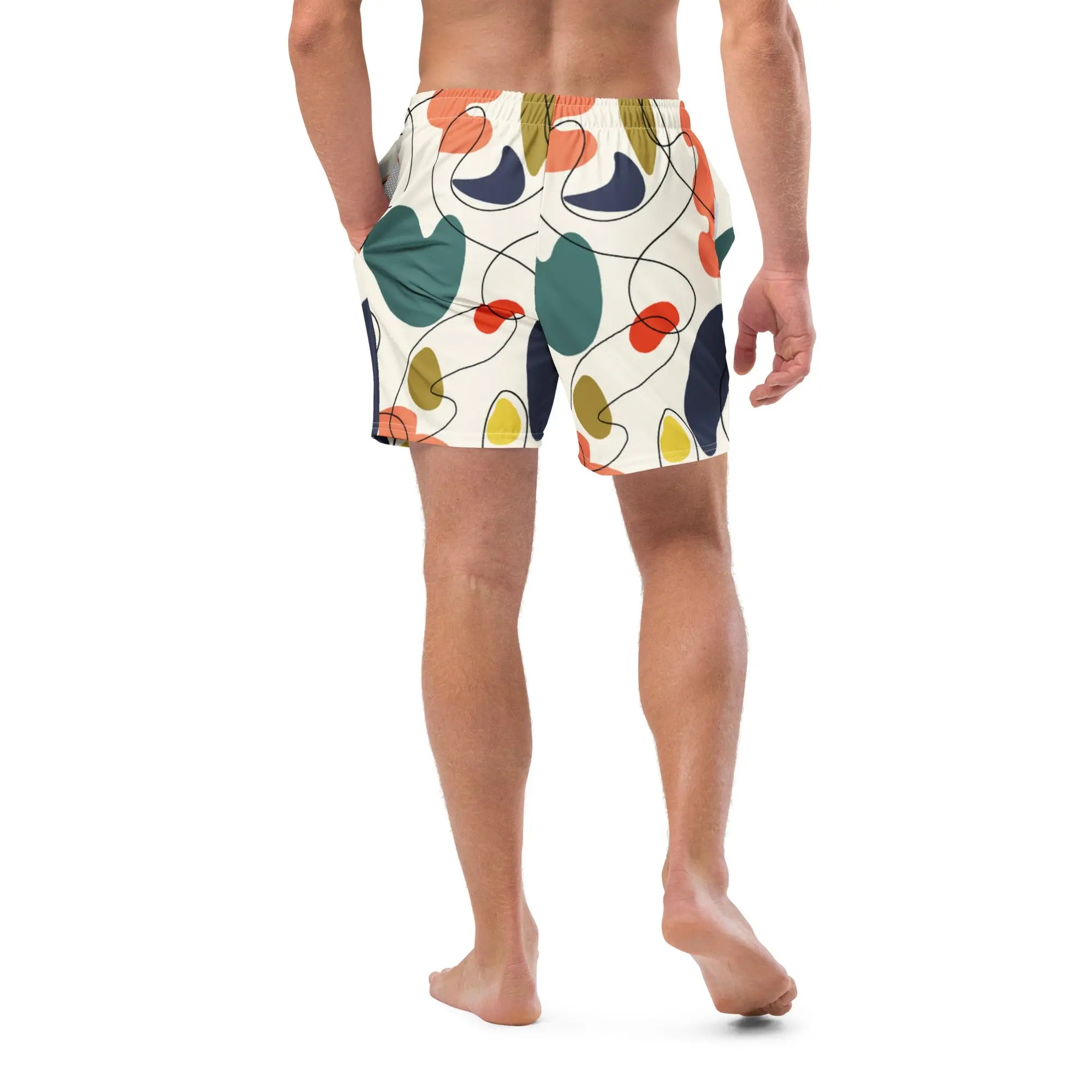 Men's Geometric Print Swim Trunks - Quick-Dry Beach Shorts for Swimming, Surfing & Summer Vacation