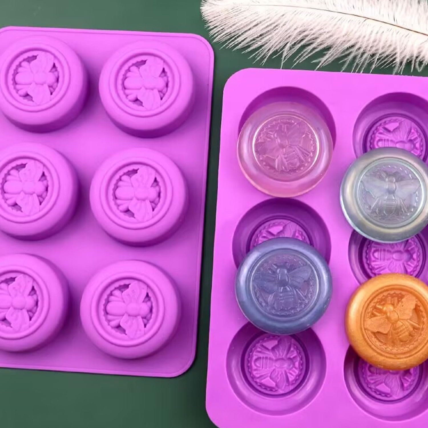 METLUCK 3 Pack Bee Silicone Molds - Reusable Honeycomb Soap Molds for DIY Soap Making, Lotion Bars, Candles, Resin Art, Chocolate & Desserts | Perfect for Home Crafting, Bath Bombs, and Party Favors