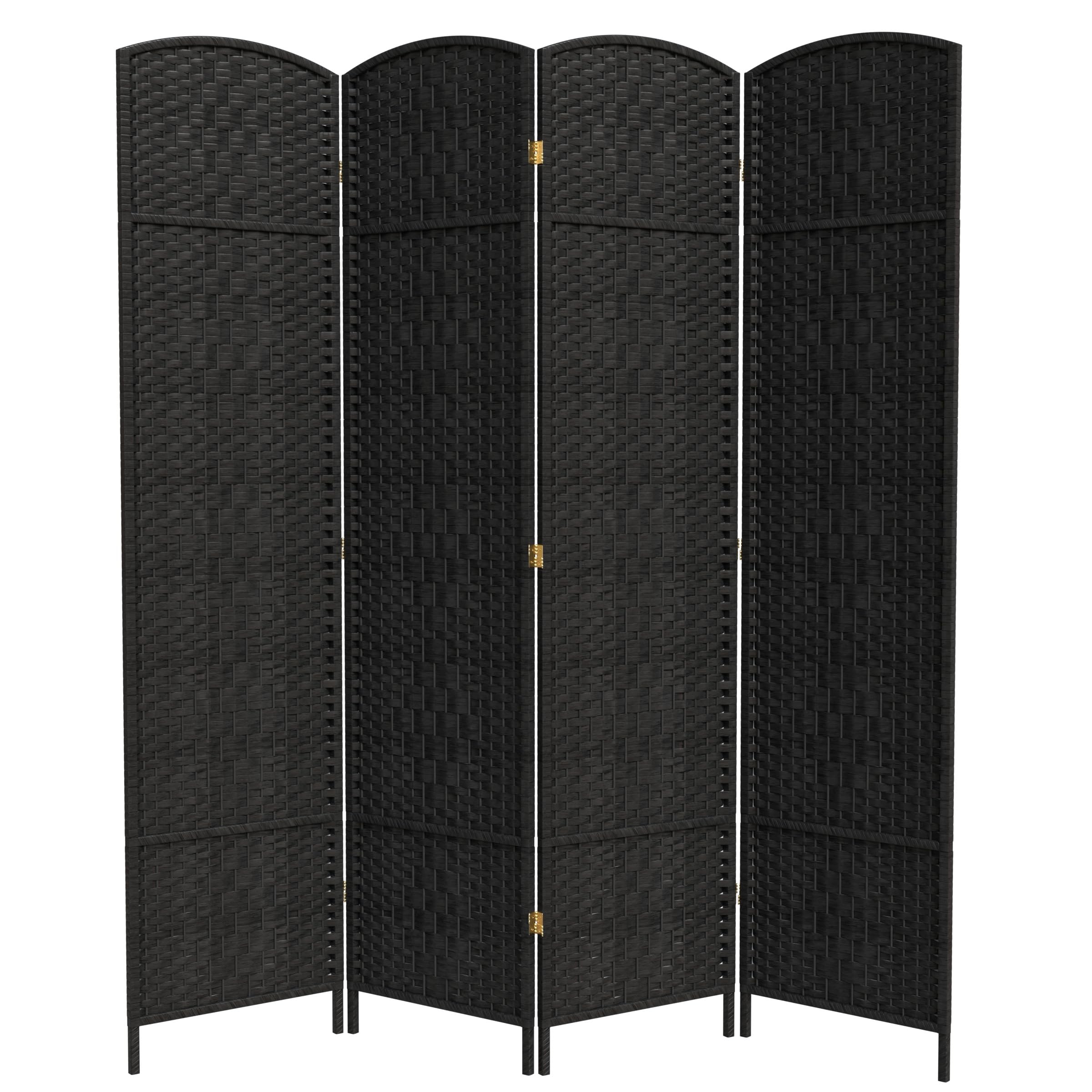 Red Lantern FB-7OPDM-BLK-4P Black 4-Panel Room Divider Screen - Perfect for Home Office, Living Room, and Bedroom Privacy Partition