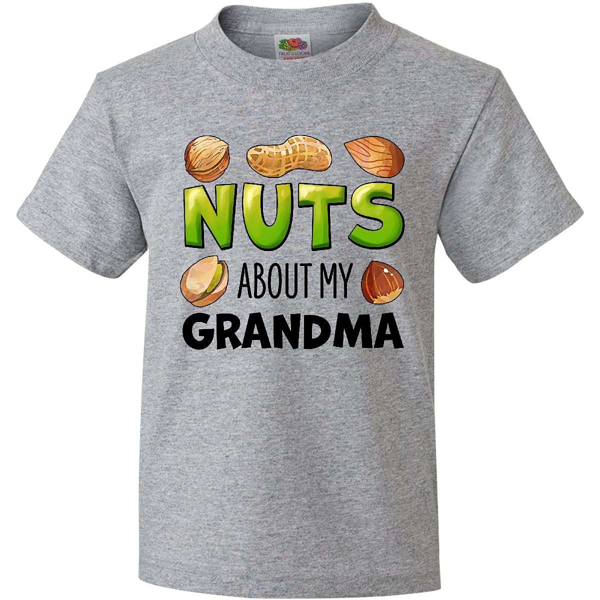Inktastic 'Nuts About My Grandma' Peanut Almond Pistachio Graphic Youth T-Shirt - Fun Family Gift for Grandparents Day & Casual Wear