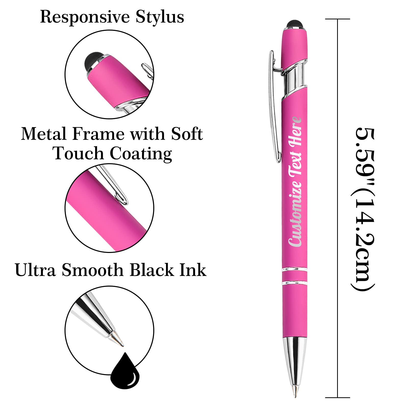 500 Custom Engraved Ballpoint Pens Bulk - Personalized with Business Name, Logo & Message - Medium Point Black Ink (60 Pcs) - Perfect for Corporate Gifts, Promotions, Birthdays, Anniversaries & Graduations