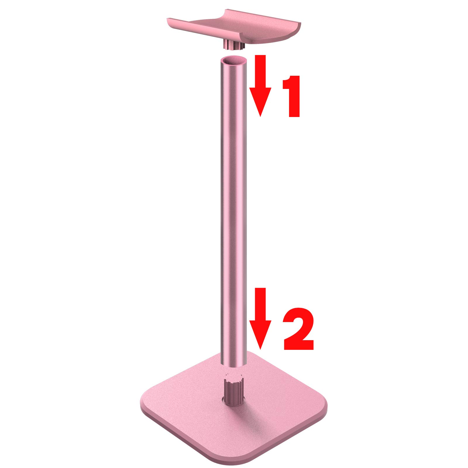 Geekria Premium Aluminum Alloy Headphone Stand - Heavy Base Gaming Headset Holder for Beats SoloPro, Bose QC35 - Pink | Perfect for Desk Display & Organized Headphone Storage in Home Office, Gaming Setup & Studio