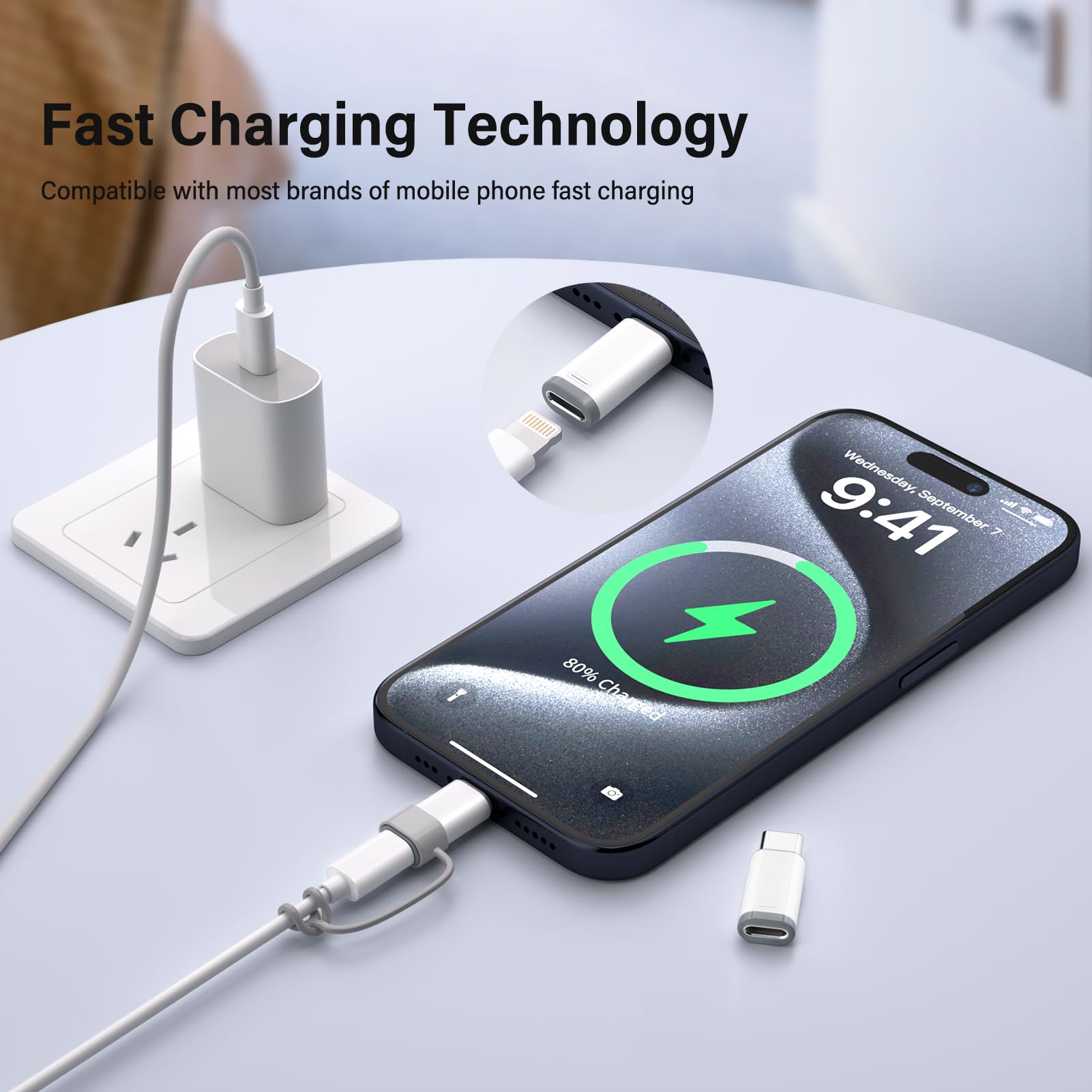 4 Pack Lightning to USB C Adapter for iPhone 15/16 Pro/16 Pro Max/Plus, Samsung S24, iPad Air, Nintendo Switch - Fast Charging & High-Speed Data Transfer - Compatible with Multiple Devices for Home, Office & Travel Use