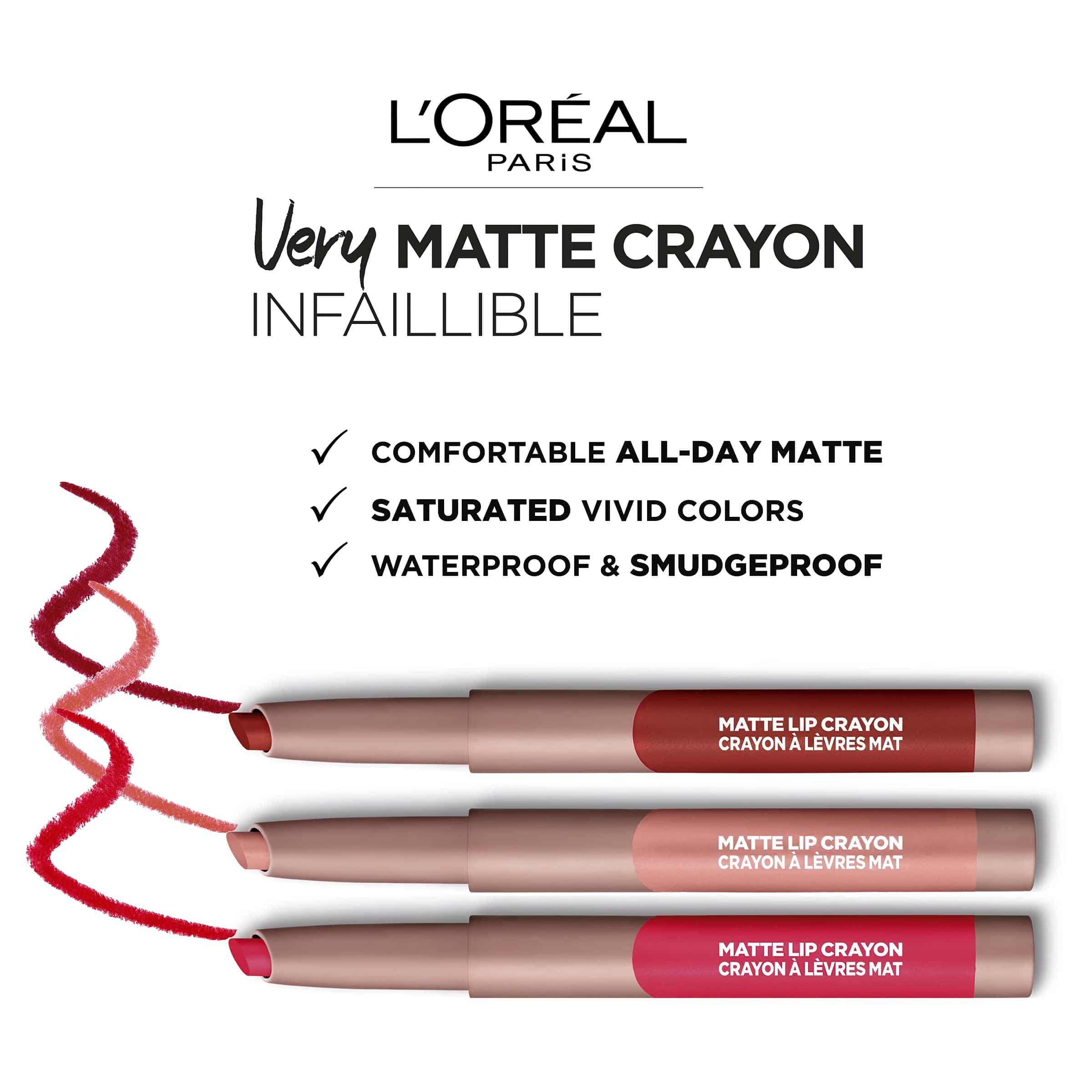 L'Oréal Paris Matte Lip Crayon - 104 Smart Cookie Nude Lipstick | Long-Lasting, Moisturizing Matte Finish | Perfect for Everyday Wear & Special Occasions