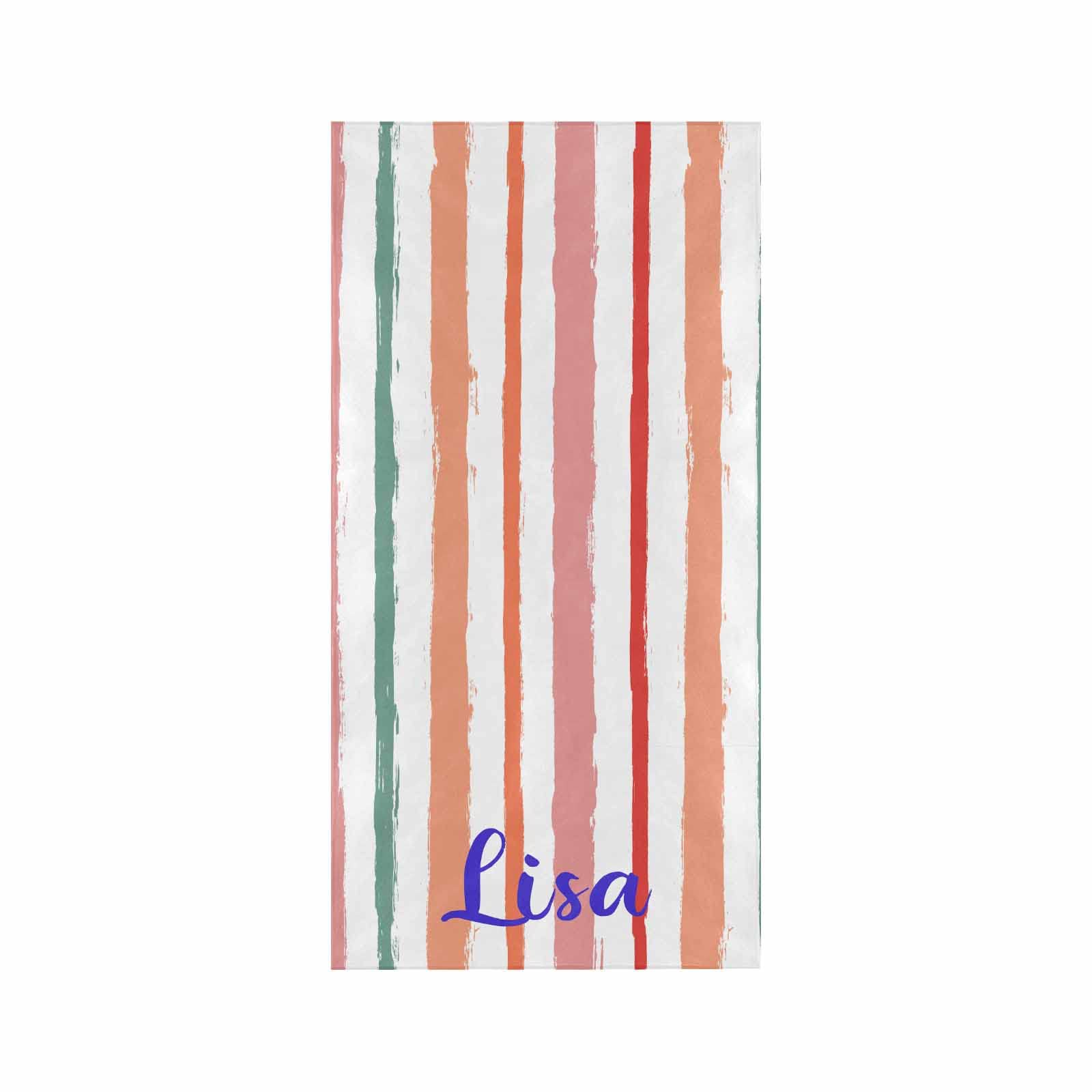 Artsadd Personalized Beach Towels 30'' x 60'' - Custom Name Text, Pink Orange Grunge Striped - Soft Quick-Dry Pool, Bath & Beach Towel for Women, Men & Kids - Perfect for Swimming, Sunbathing & Vacation Gifts
