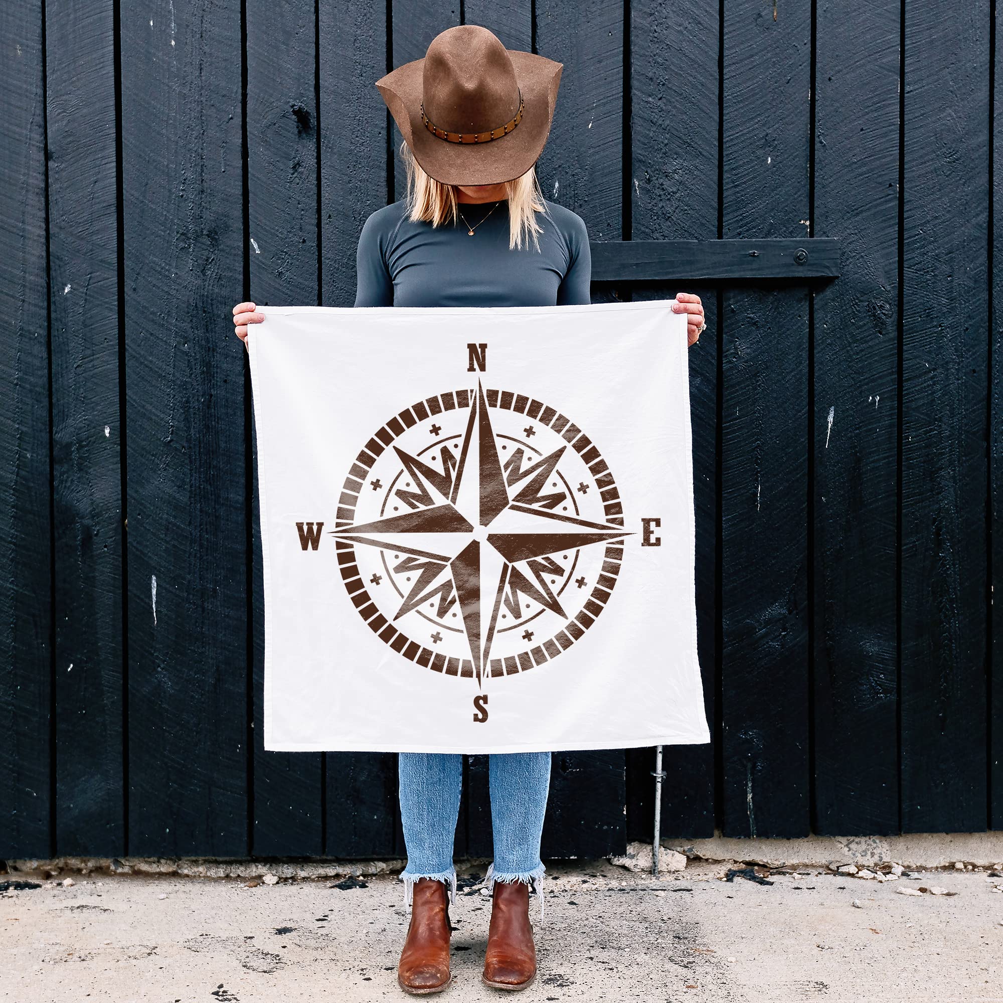 Compass Rose Stencil - Large Ocean Compass Design for DIY Nautical Decor, Wall Art, and Woodworking Projects