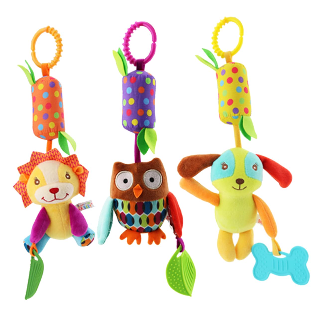 SHOWERORO 3-Piece Rotating Baby Rattle Toy Set - Animal-Themed Bells for Infants & Toddlers - Perfect for Nursery, Playtime & Early Learning Development