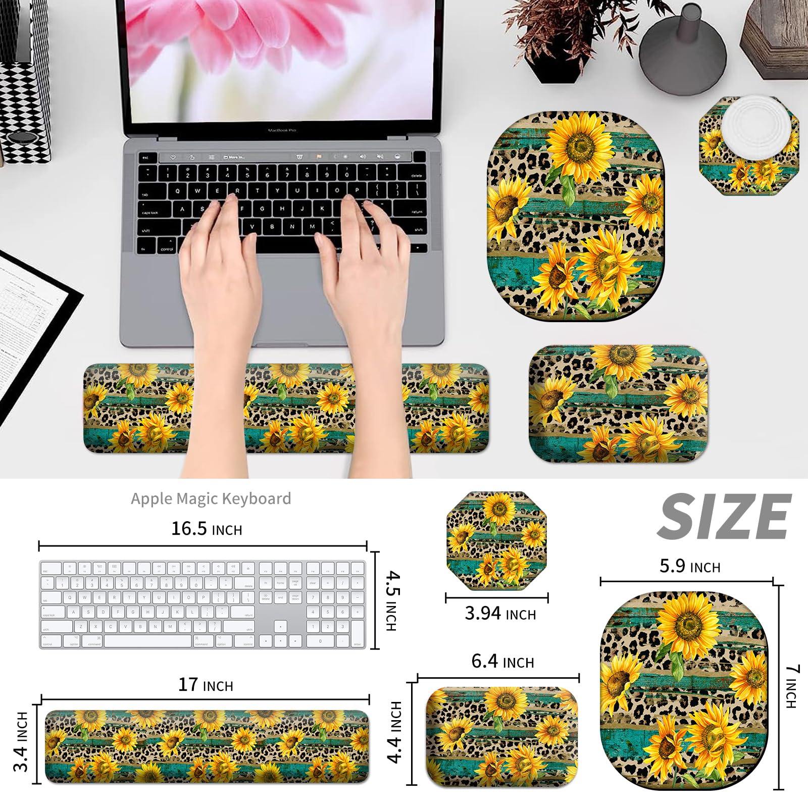 Ergonomic Keyboard Wrist Rest & Mouse Pad Set - Memory Foam Support for Office & Gaming