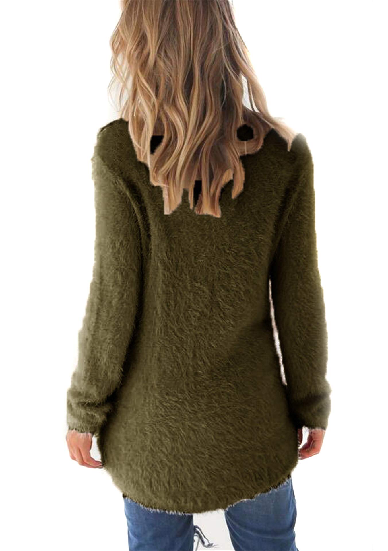 EFOFEI Women's Long Sleeve Fluffy Fuzzy Sweater - Soft Mohair Knit Pullover Jumper for Casual Wear | Cozy Winter Outfits & Fall Layering