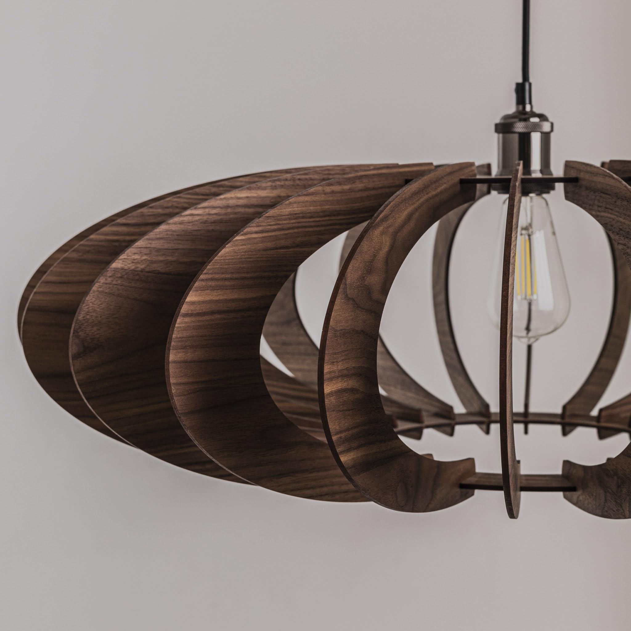 Modern Wooden Ceiling Light Fixture - Handcrafted Wood Pendant Chandelier for Dining Room, Bedroom & Living Room - Unique Rustic Lighting Decor for Home & Office