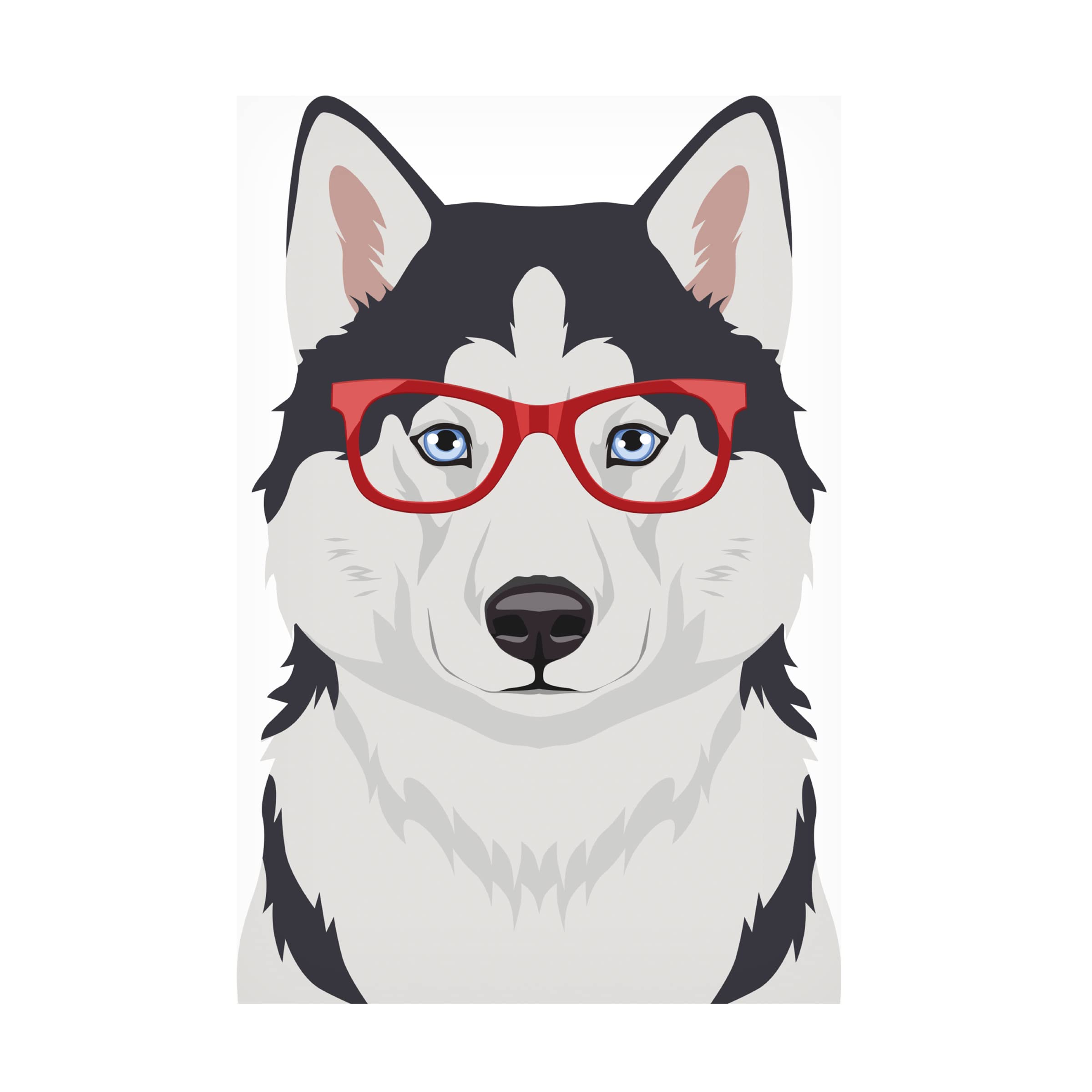 Husky Wearing Hipster Glasses Canvas Wall Art - Funny Dog Portrait Print for Home & Office Decor - Perfect Gift for Dog Lovers