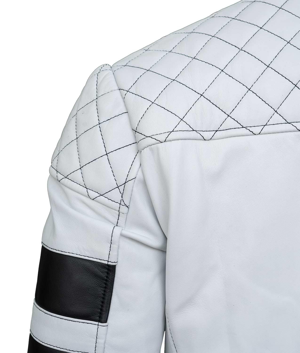 Men's White Genuine Leather Motorcycle Jacket - Biker Style Jacket for Men - Premium White Leather Jacket for Riding & Casual Wear