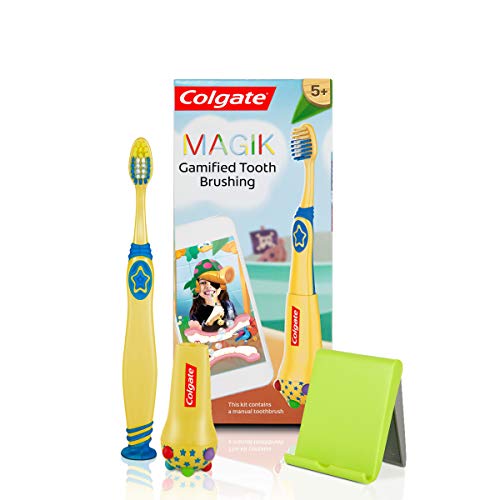 Colgate Magik Smart Toothbrush for Kids - Interactive Electric Toothbrush with Timer & Fun Brushing Games | Encourages 2-Minute Brushing Habit | Soft Bristles for Gentle Cleaning (Yellow, 1 Count) | Perfect for Morning & Nighttime Oral Care Routine