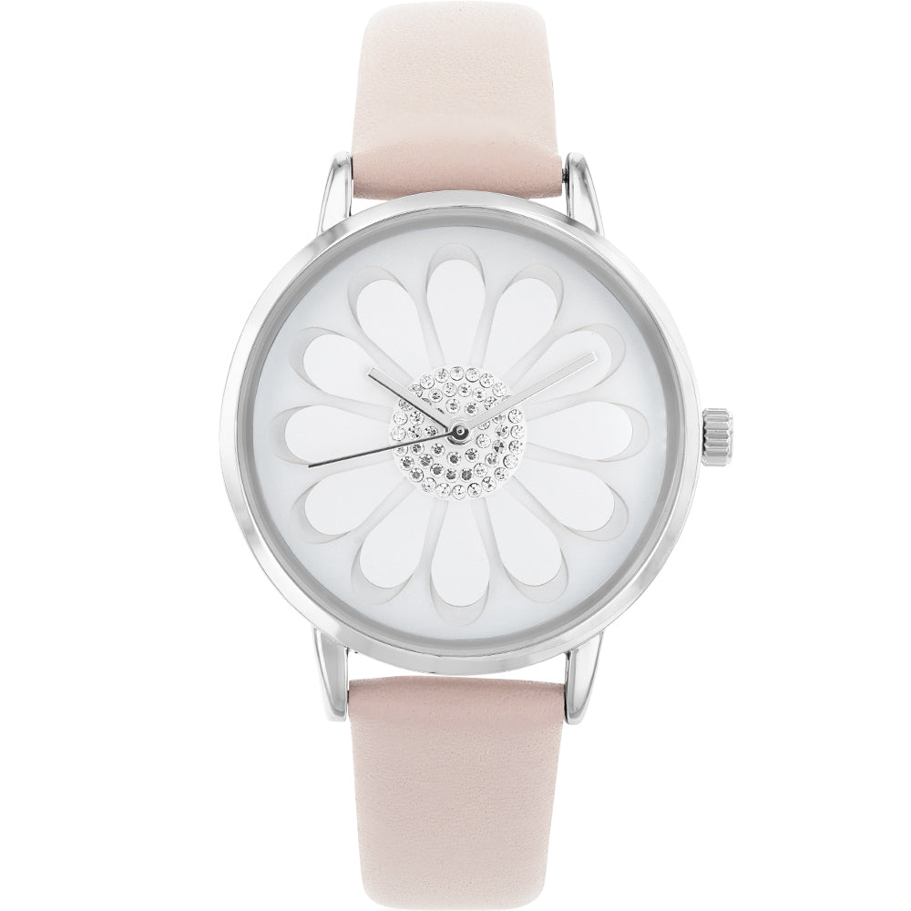 Ellis & Co 'Ella' Women's Watch - Genuine Nude Leather Band with Silver-Tone Dial | Elegant Dress Watch for Office, Party & Everyday Wear