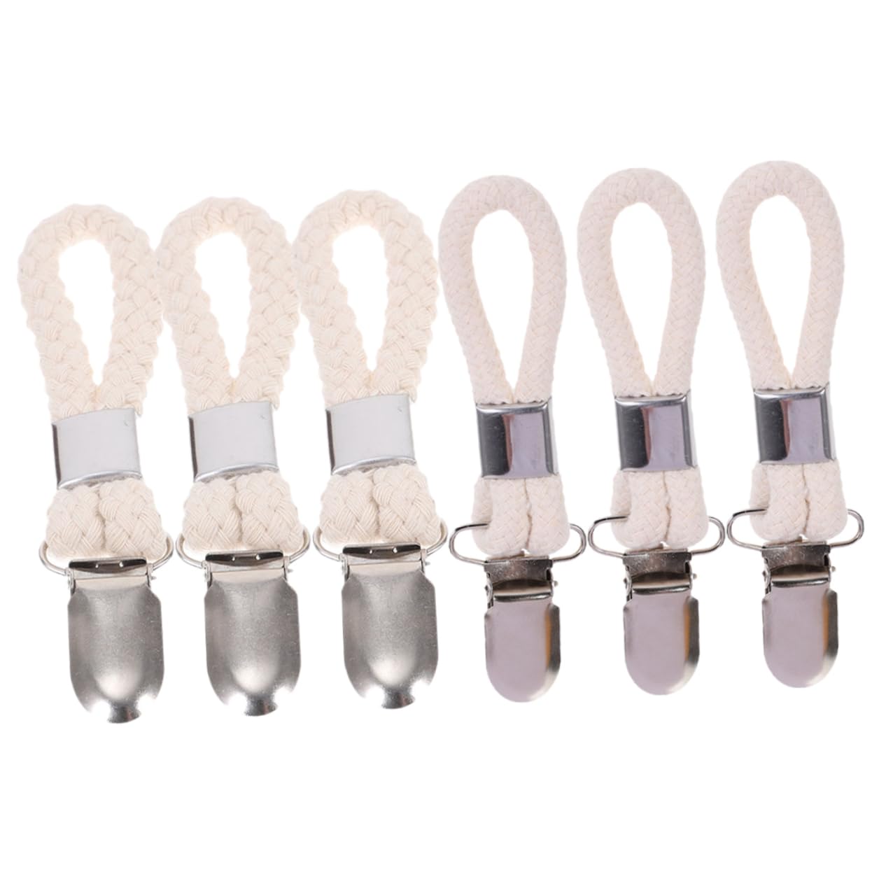 6-Pack Braided Cotton Towel Hangers - Heavy Duty Towel Clips for Kitchen, Bathroom & Laundry - Rustproof Iron Hooks for Hanging Towels, Clothes & Accessories - Perfect for Home, Dorm & RV Organization