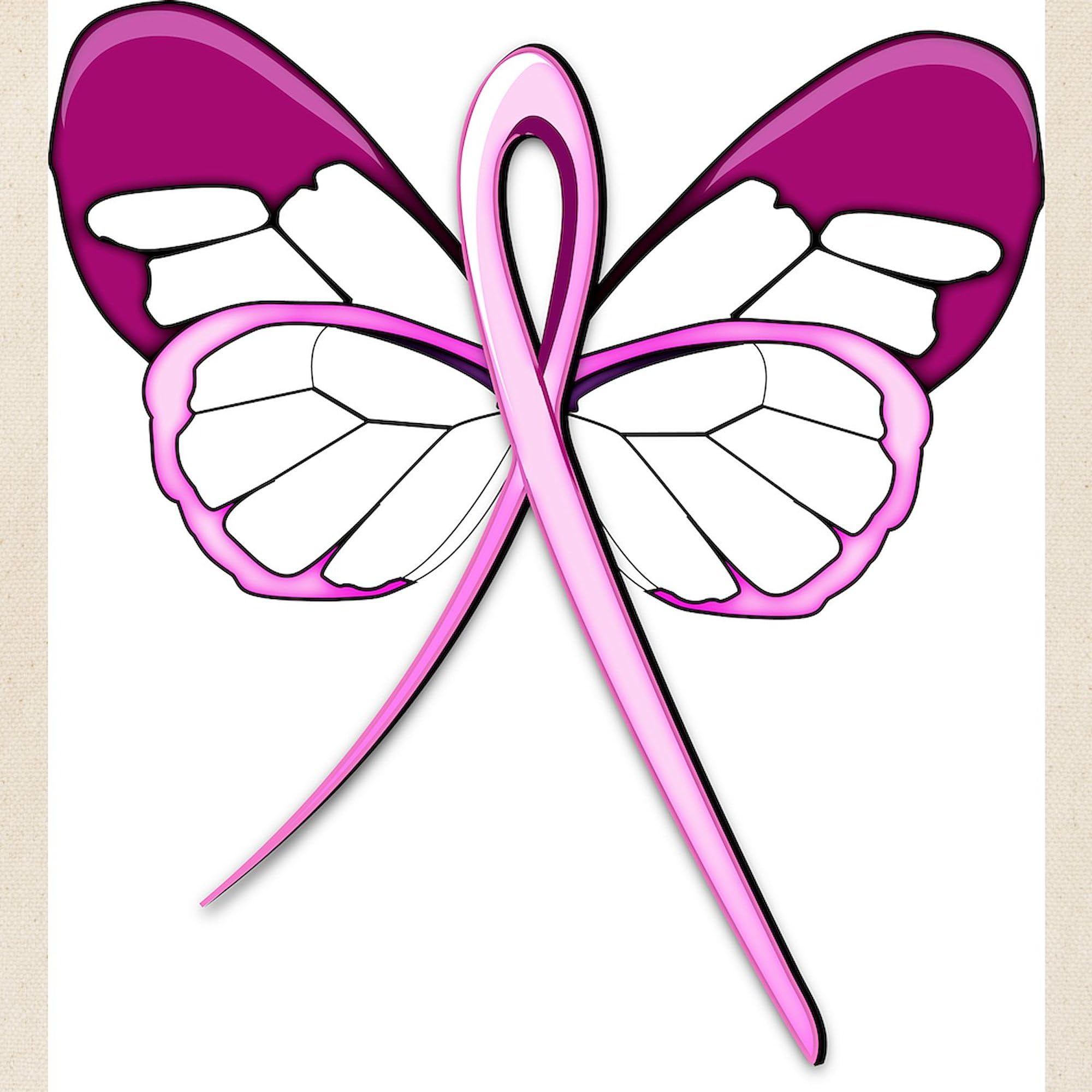 Breast Cancer Awareness Butterfly Tote Bag - Natural Canvas Reusable Shopping Bag for Women | Support Survivors, Grocery Shopping & Beach Day Essentials