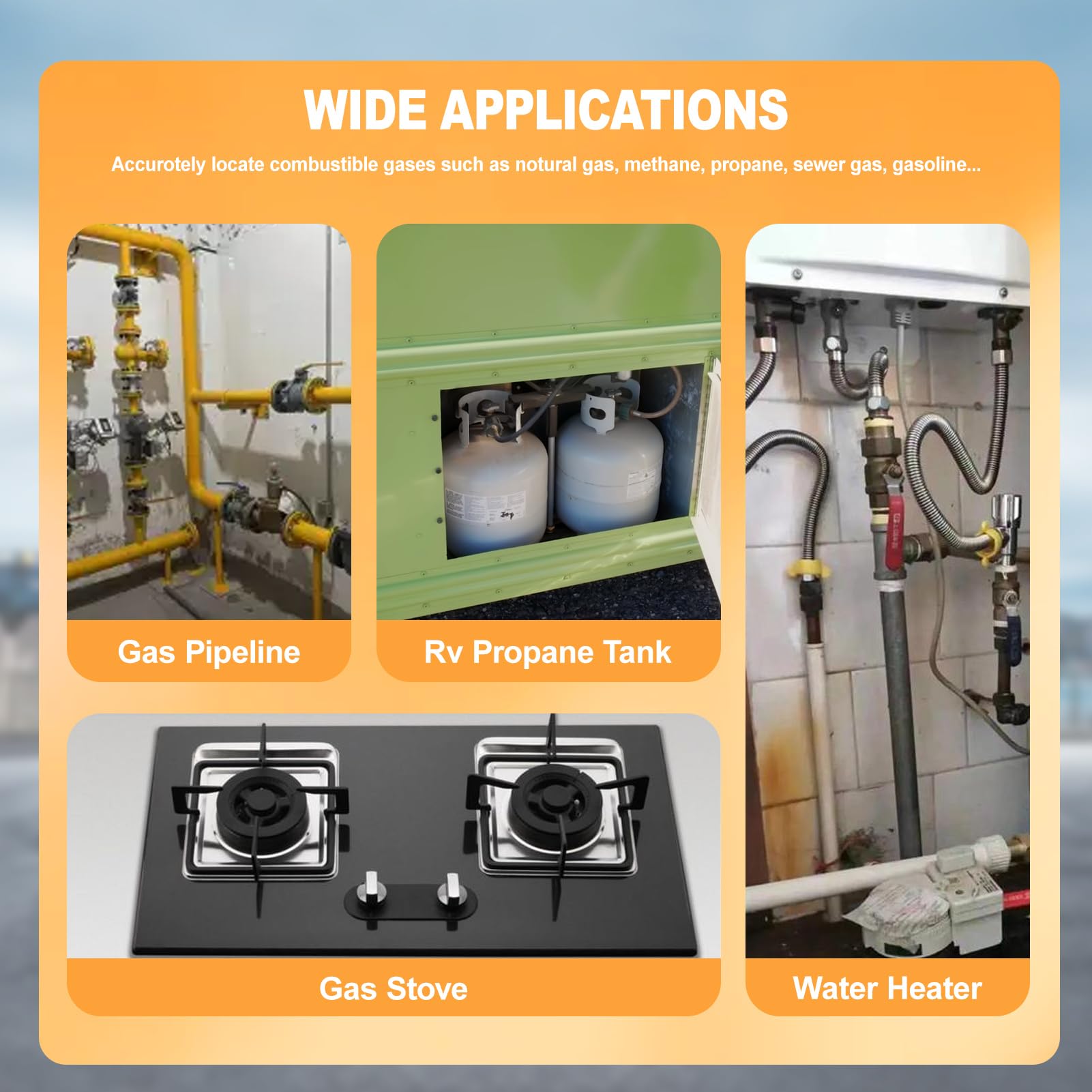 Upgraded 4 Gas Detector for H2S CO O2 - Rechargeable LCD Monitor for Industrial Safety