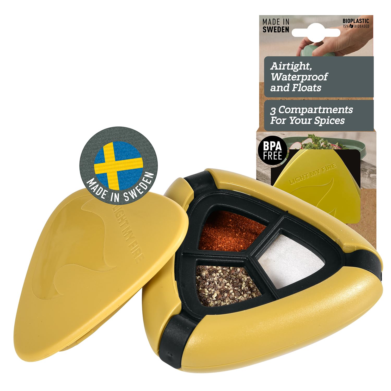Light My Fire Salt & Pepper Shakers - Compact Travel Spice Kit with BPA-Free Multi Spice Container - Perfect for Camping, Hiking, Picnics & Outdoor Adventures
