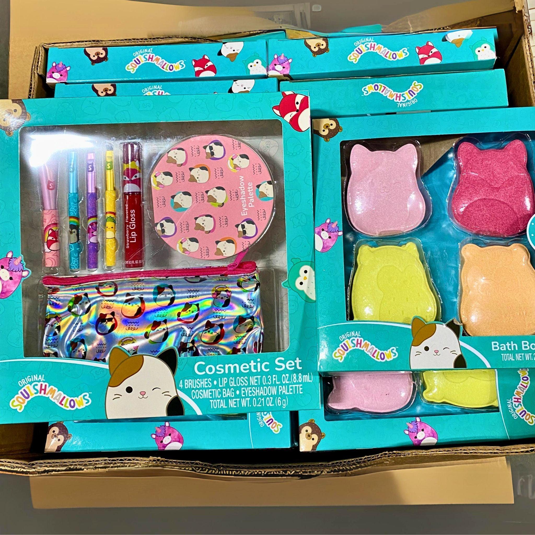 Original Squishmallows Cosmetic & Bath Bomb Gift Set - 30 Pcs Cute Plush Toy Inspired Makeup & Bath Collection for Kids & Teens - Perfect for Birthday Gifts, Spa Days & Sleepover Parties
