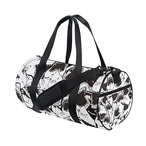 Angry Shark Attack Gym Bag - Durable Sports Duffle Backpack for Men & Women - Perfect for Workout, Yoga, Travel & Training - Water-Resistant Weekender Luggage for Gym, Fitness & Outdoor Activities