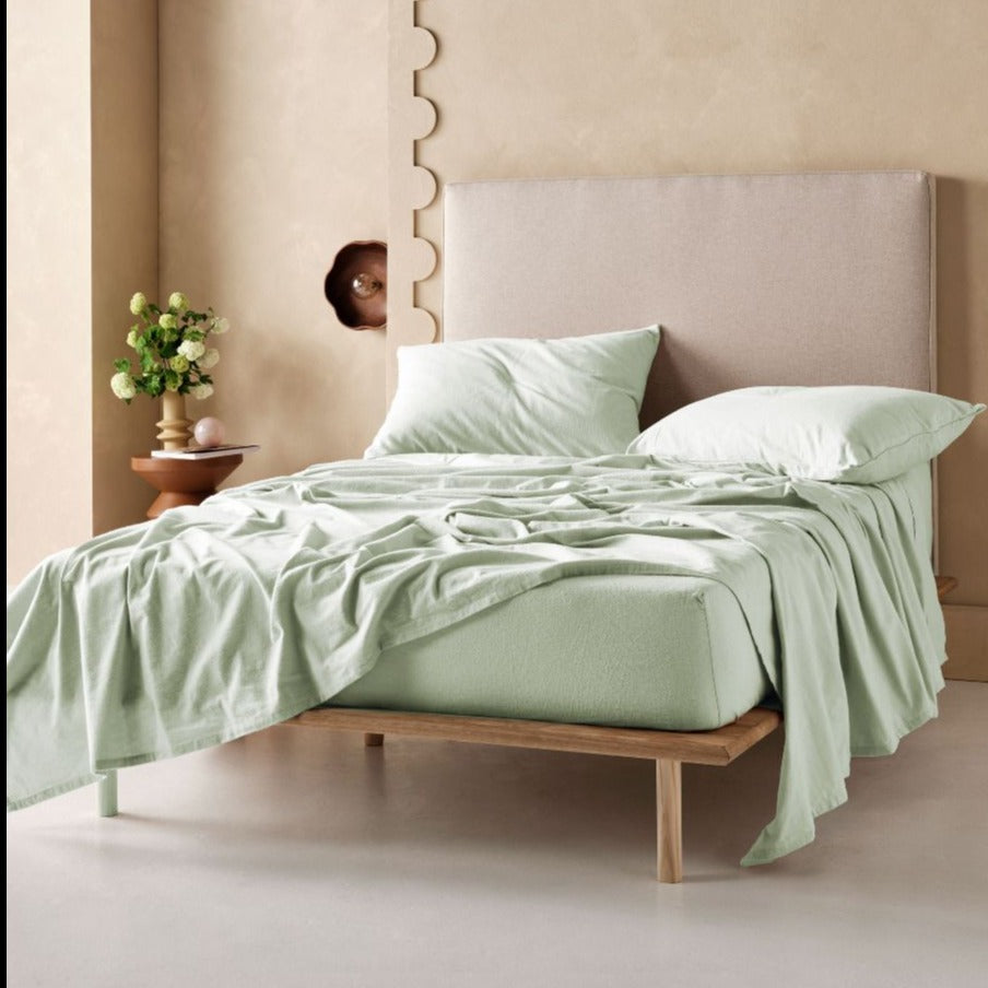 Premium Flannelette Plain Dyed Mist Sheet Set by LINEN HOUSE - Soft & Breathable Bedding for Cozy Winter Nights - Perfect for Master Bedroom, Guest Room & Dorm