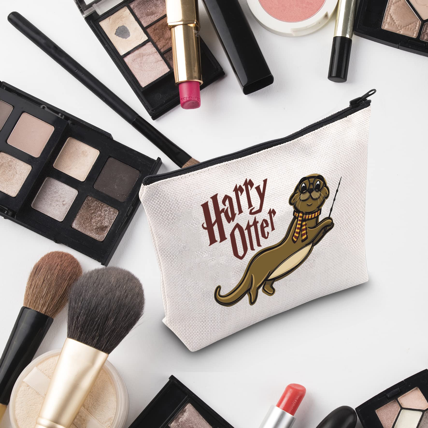 Harry Otter Makeup Bag - Waterproof Cosmetic Travel Pouch for Animal Lovers - Beach & Gym Use