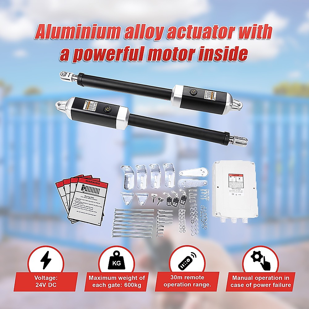 1200KG 20W Solar Powered Automatic Double Swing Gate Opener with Remote Control - Perfect for Driveway, Farm, and Commercial Property Security