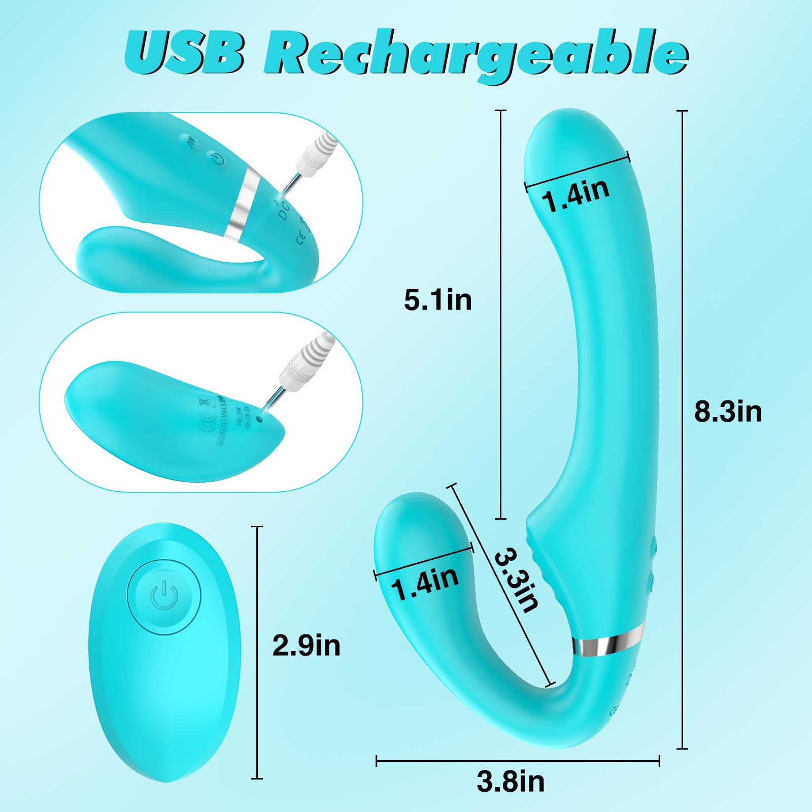 Remote Control Strapless Strap-On Dildo for Women - Double Ended Silicone Vibrator with 7 Vibration Modes & Anti-Slip Design, G-Spot Stimulation Adult Toy for Lesbian Couples | Perfect for Couples Play, Solo Exploration & Spicing Up Your Intimate Moments