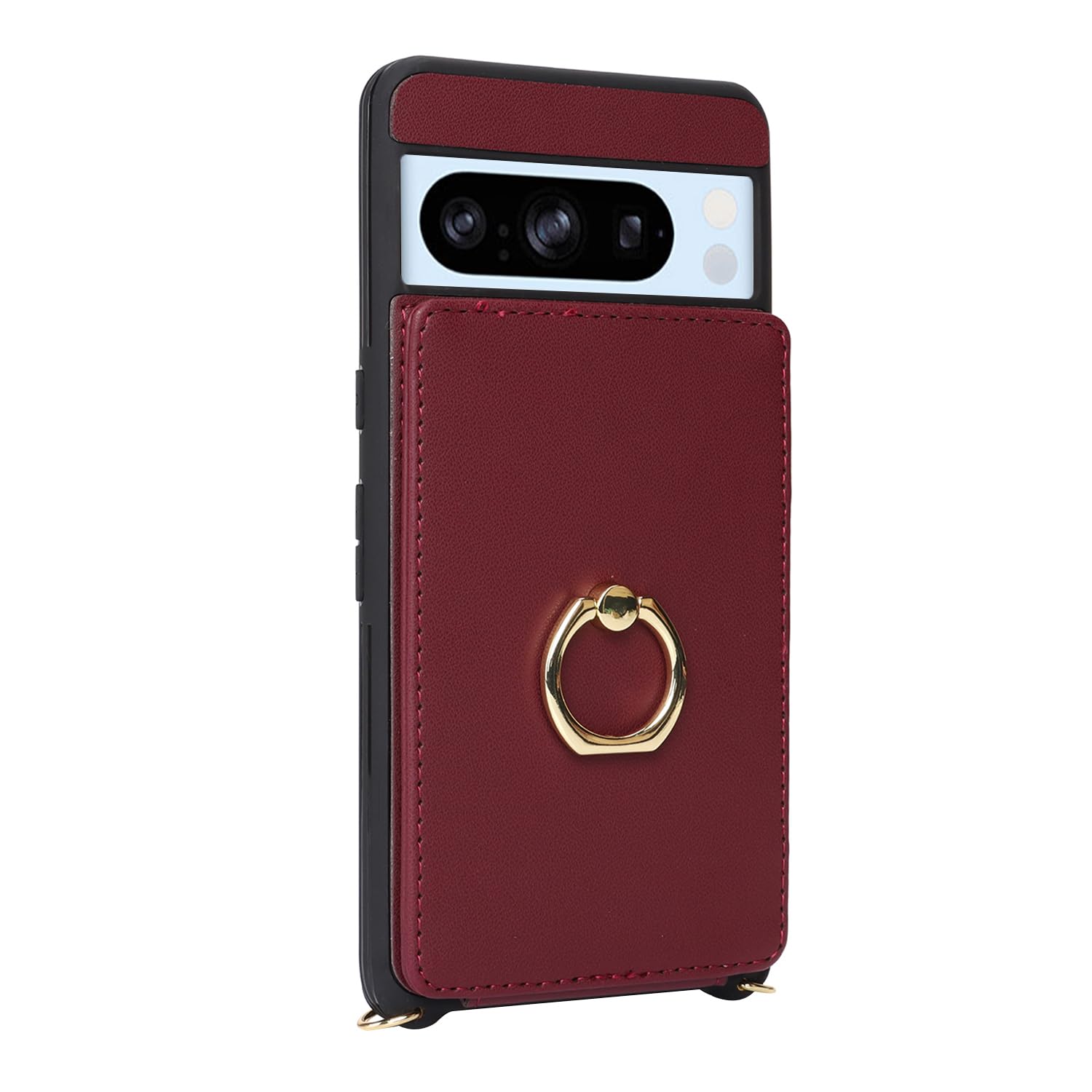Google Pixel 8 Pro Case 6.7 inch - Slim Wallet Phone Case with Card Holder, Crossbody Lanyard & Kickstand (Wine Red) | Perfect for Women's Everyday Use, Travel & Hands-Free Convenience