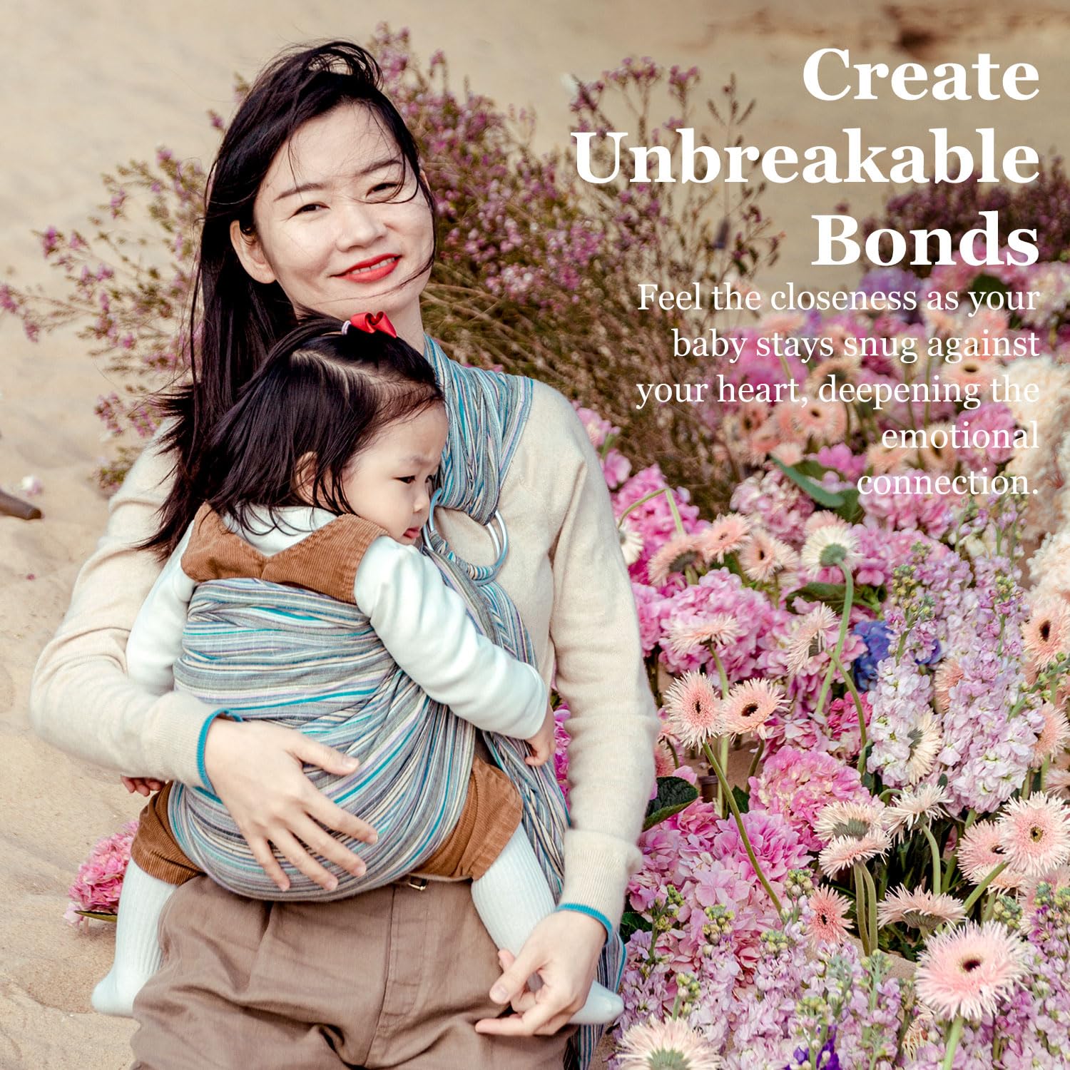 Vlokup Soft Lightweight Cotton Baby Sling Carrier Wrap - Adjustable Ring Sling for Newborns, Infants & Toddlers (0-24 Months) - Breathable Nursing Cover & Hands-Free Babywearing Solution - Perfect Baby Shower Gift & Daily Use for Parents On-The-Go
