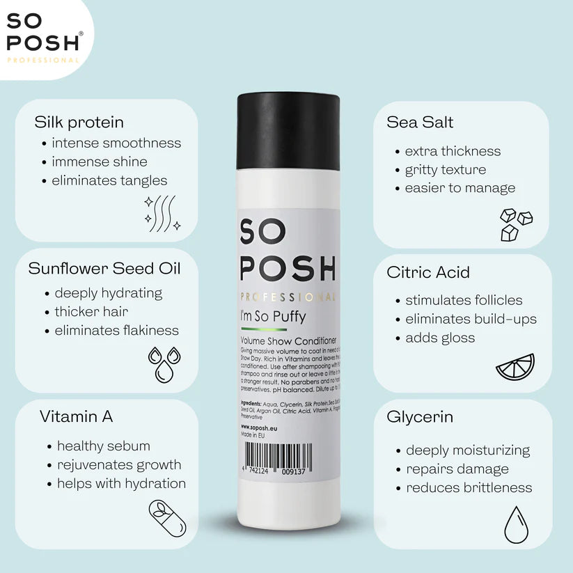 So Posh I'm So Puffy Hair Conditioner - Deep Moisturizing & Nourishing Treatment for Dry, Damaged Hair (3 Sizes: 8oz, 16oz, 32oz) - Perfect for Daily Use, Salon-Quality Results at Home