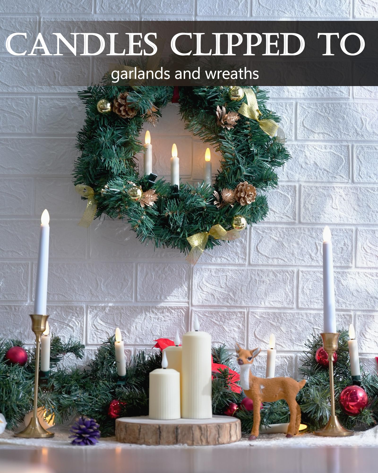 20PCS Flameless Christmas Candles with Timer - Battery Operated for Wreaths & Decor