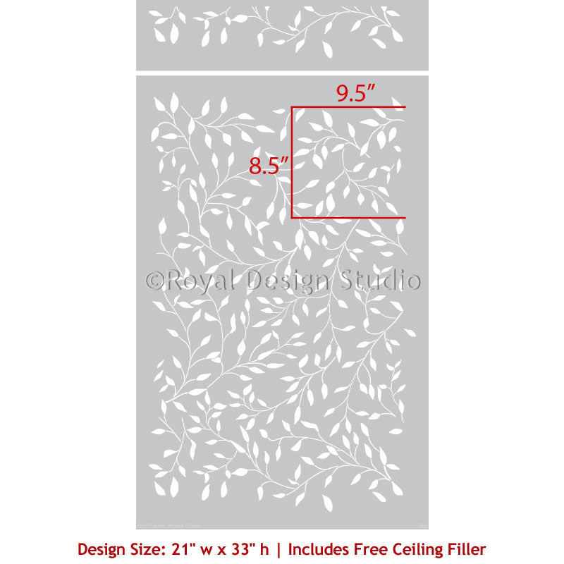 Bonnie Christine Wisteria Wall Stencil - DIY Floral Home Decor for Bedroom, Living Room & Nursery - Perfect for Painting, Stenciling & Wall Art Projects