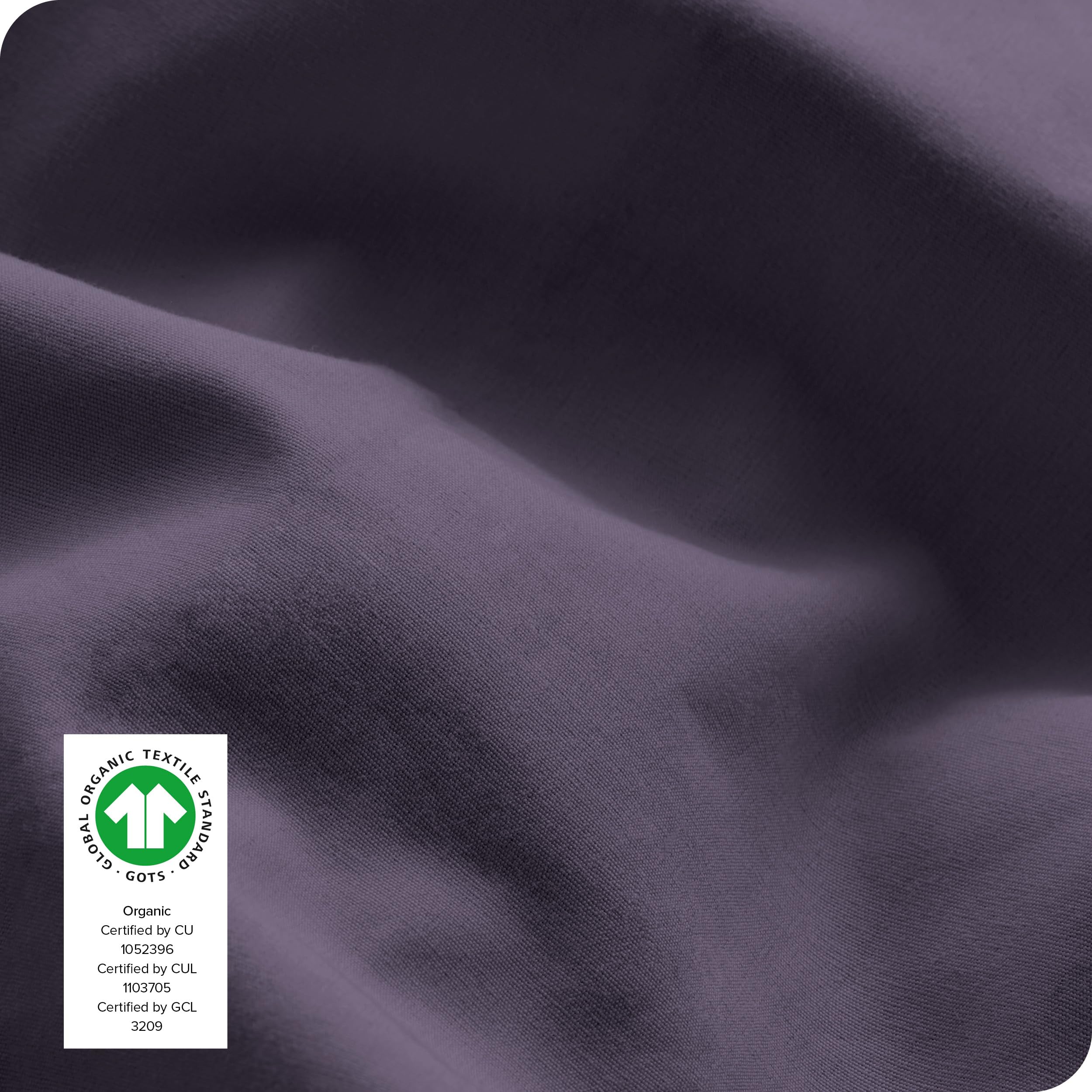 Bare Home 100% Organic Cotton Queen Sheet Set - 300 Thread Count Percale Weave - Lightweight & Breathable Bedding - Dusty Purple - Perfect for Hot Sleepers & All-Season Comfort
