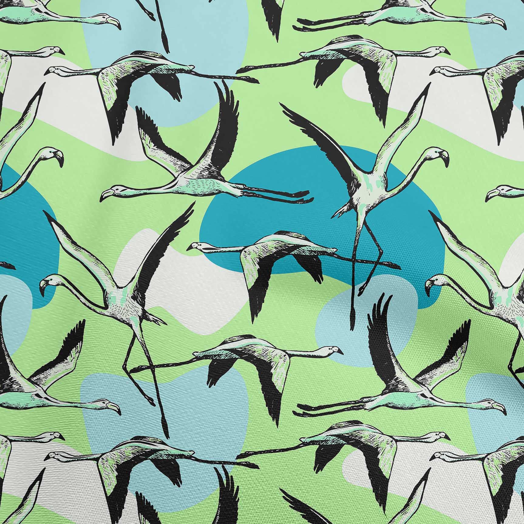oneOone Cotton Cambric Lime Green Flamingo Print Fabric - 56 Inch Wide by The Yard for DIY Clothing, Quilting & Home Decor | Premium Sewing Supplies for Dresses, Curtains & Crafts